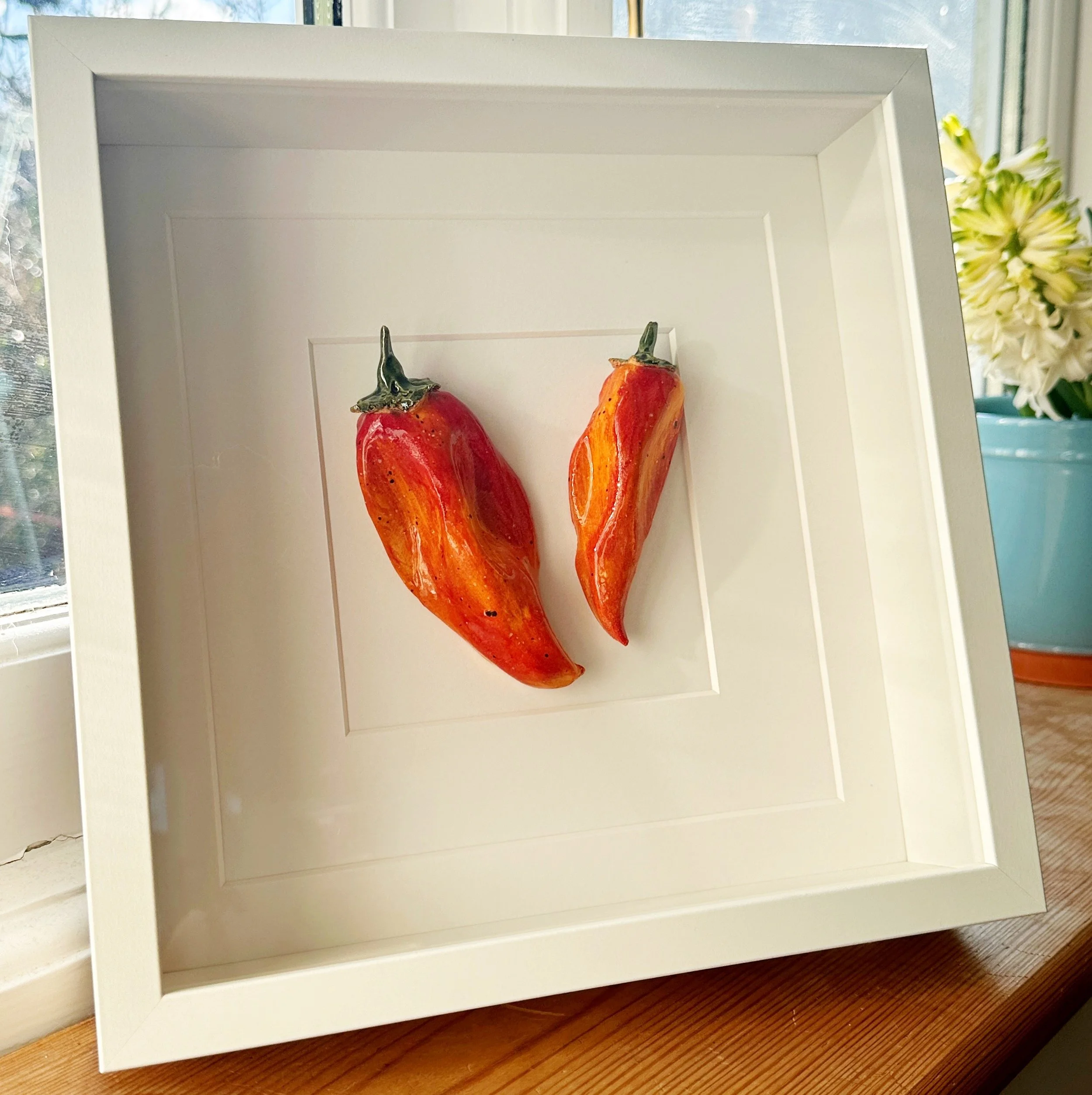 Ceramic Wall Art: Orange & Red Peppers
