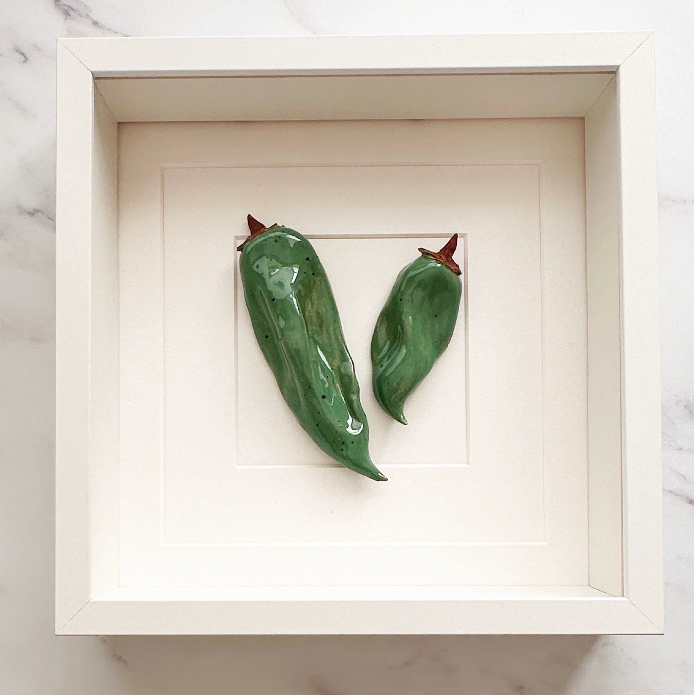 handmade ceramic kitchen wall art - green peppers