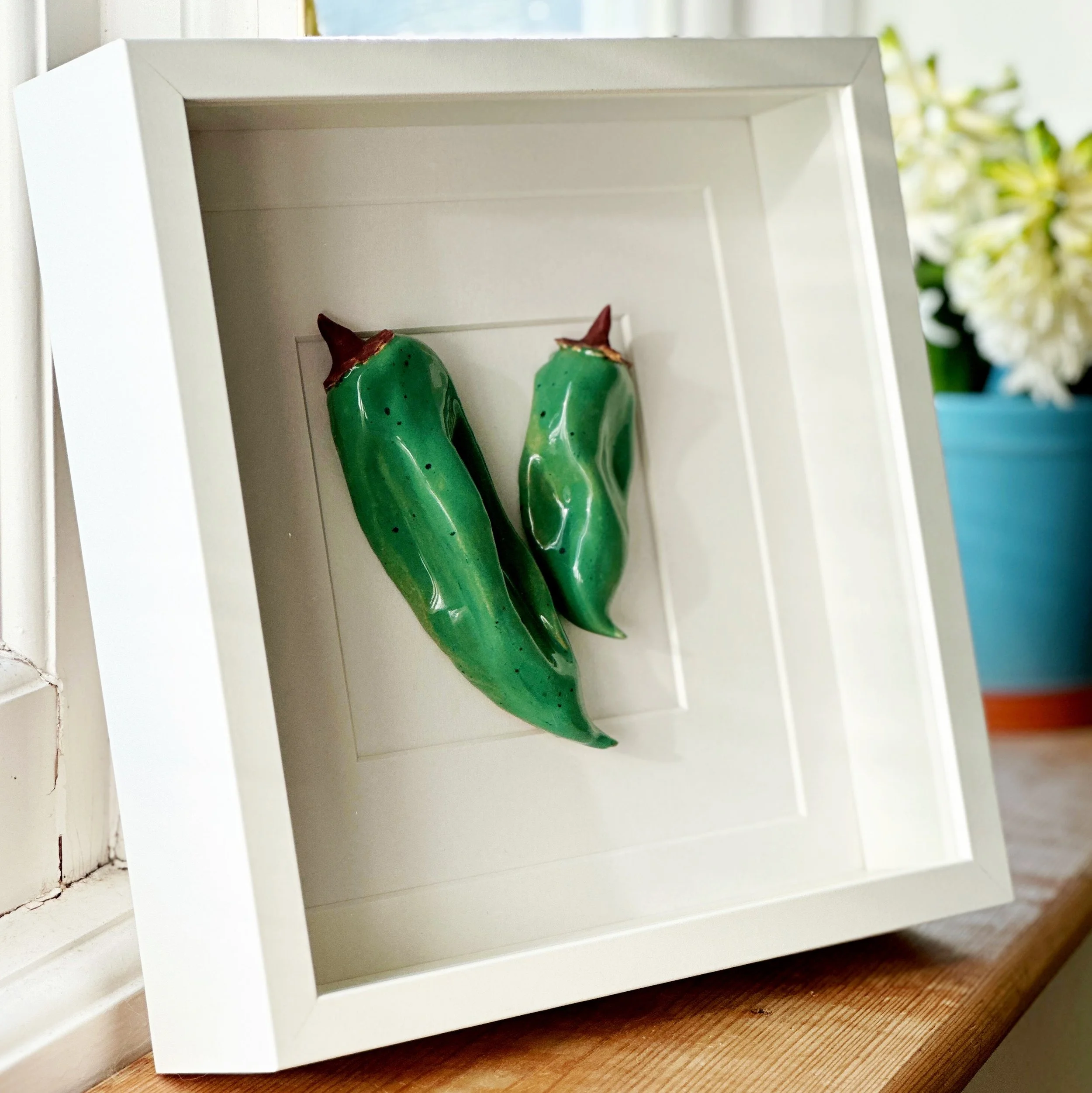 Ceramic Wall Art: Olive Green Peppers