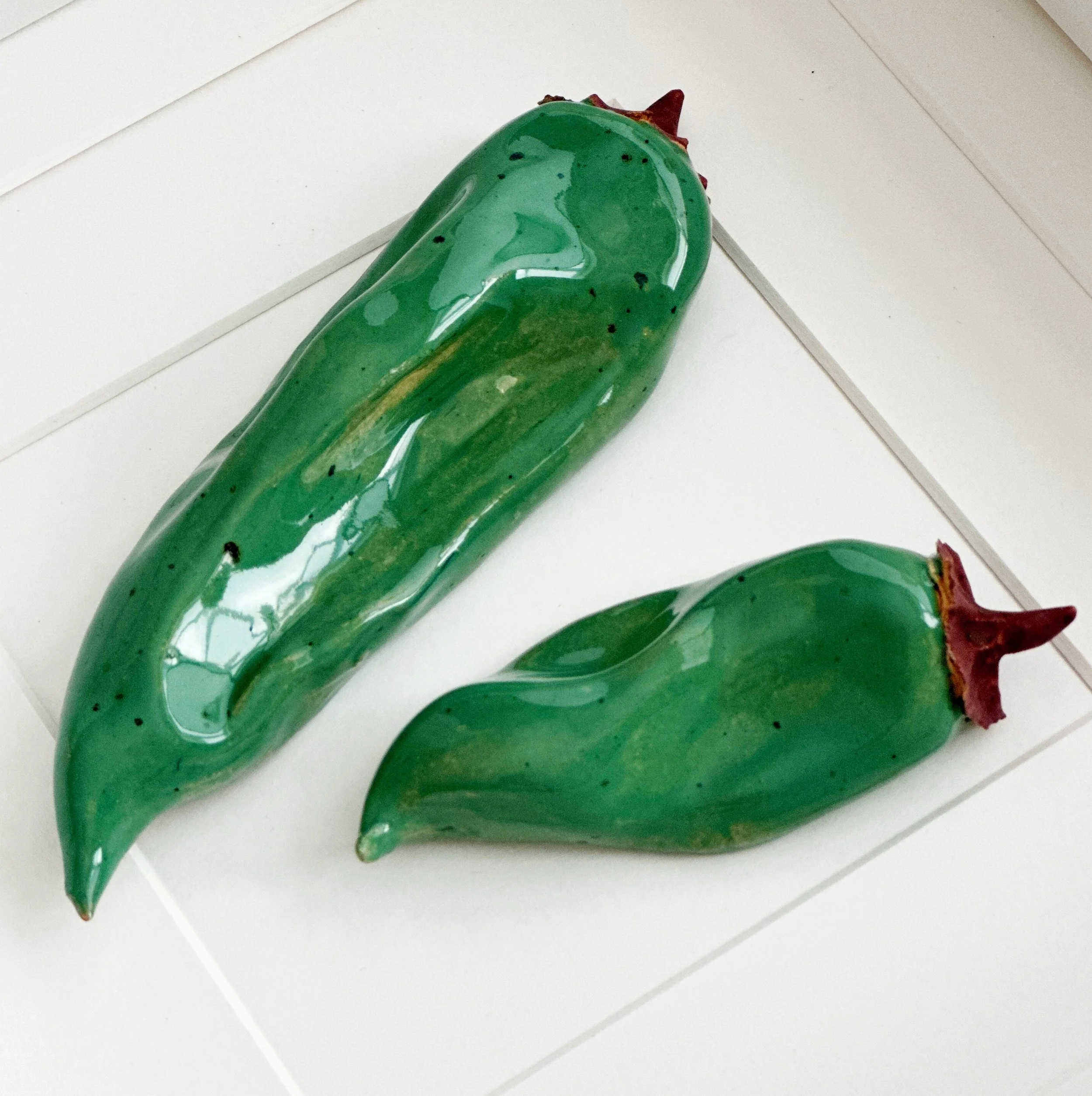 handmade ceramic kitchen wall art - green peppers