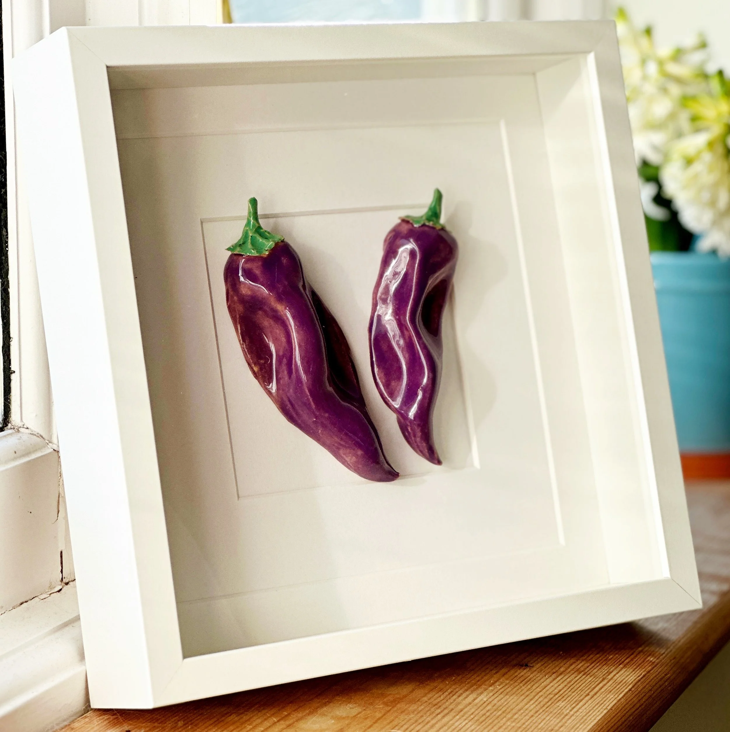 Ceramic Wall Art: Purple Peppers