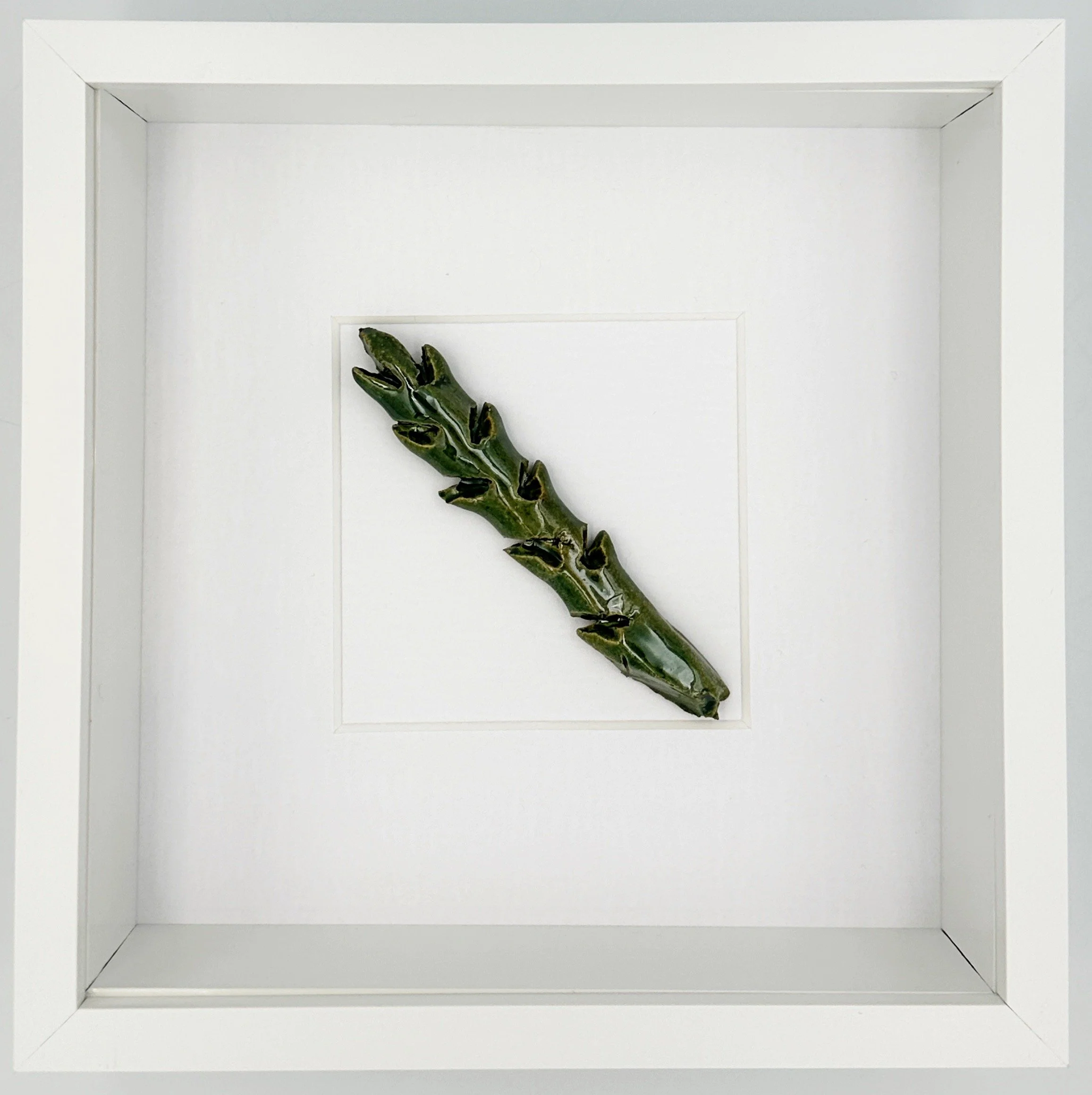 Ceramic asparagus stem. Food artwork. Handmade ceramic vegetables for kitchen wall art.