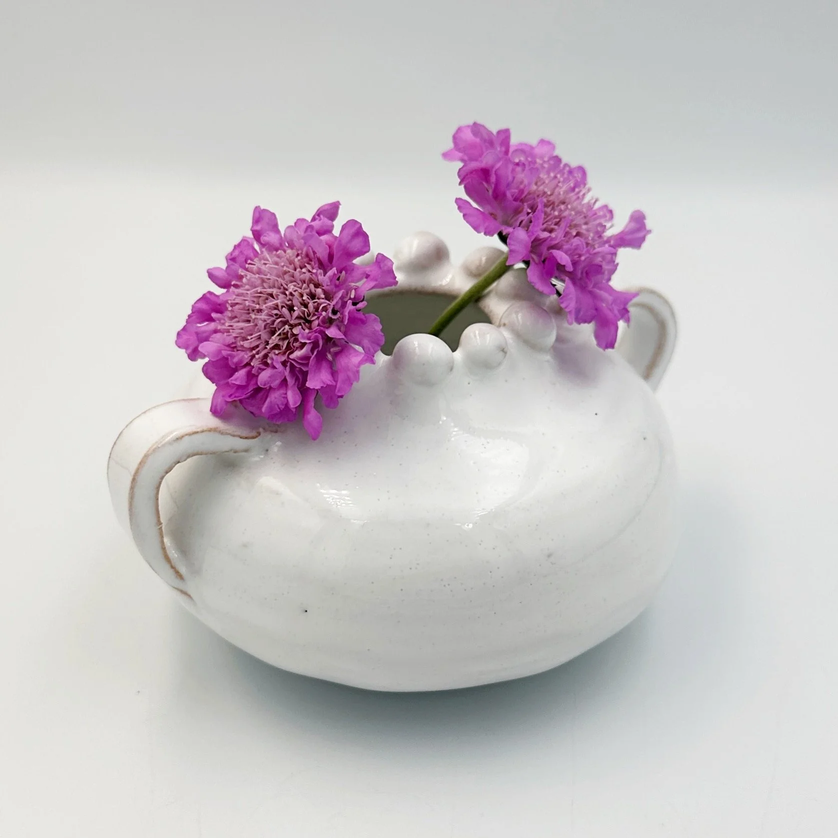 small white bud vases - string of pearls vase