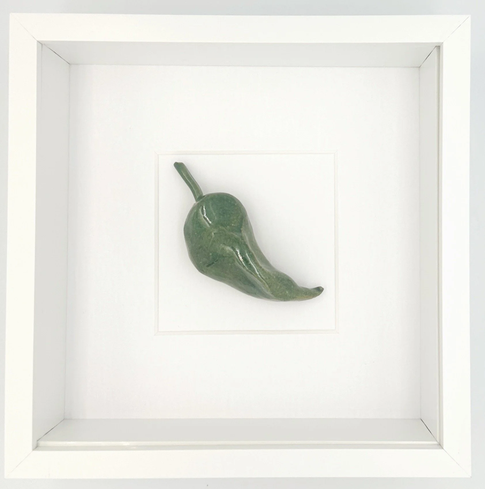 Ceramic padron pepper. Food artwork. Handmade ceramic vegetables for kitchen wall art.