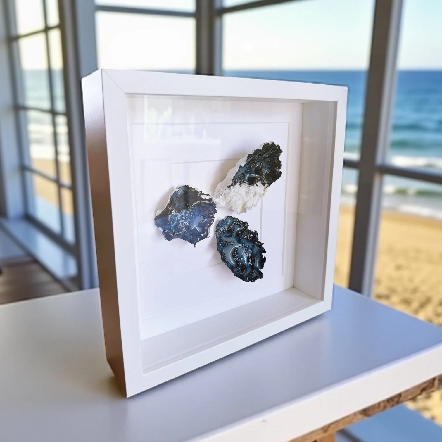 Beach Art of Porcelain Glazed Shells - Rocky Seas Wall Art