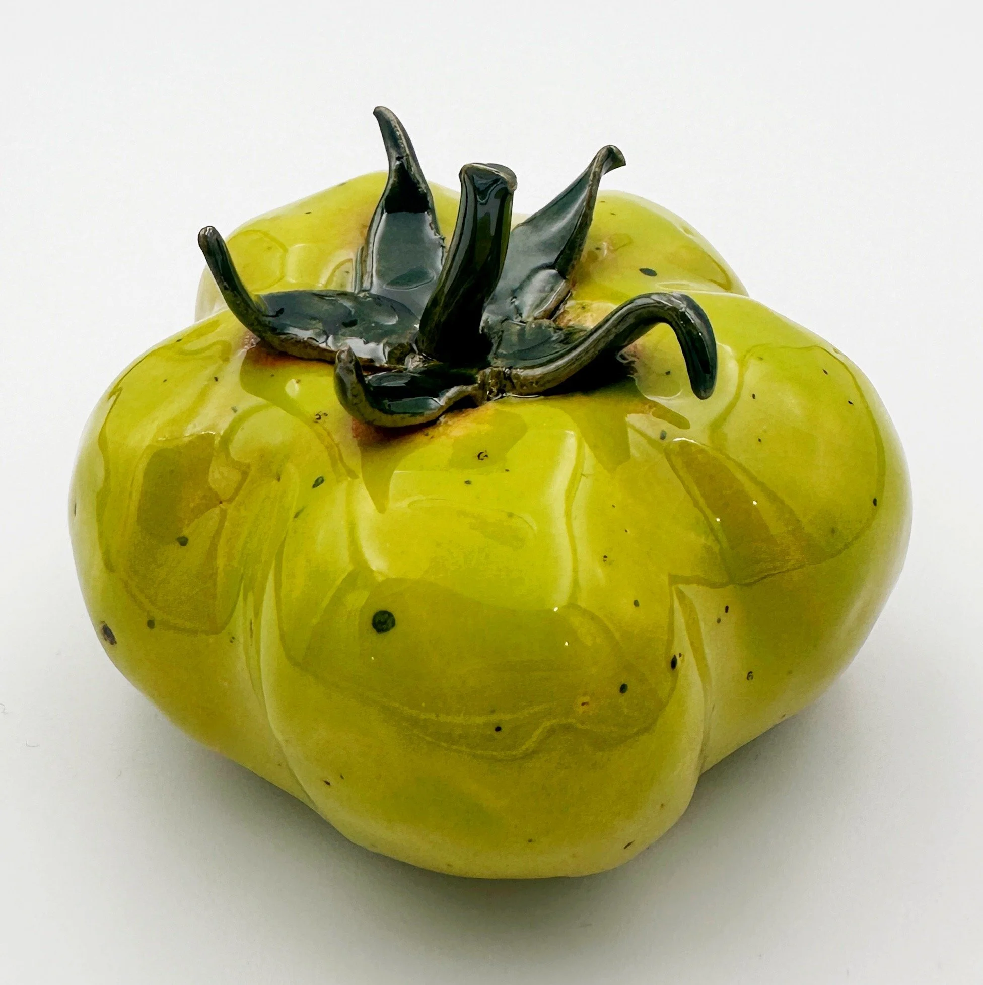 handmade ceramic tomatoes - metallic green - home decor accessories