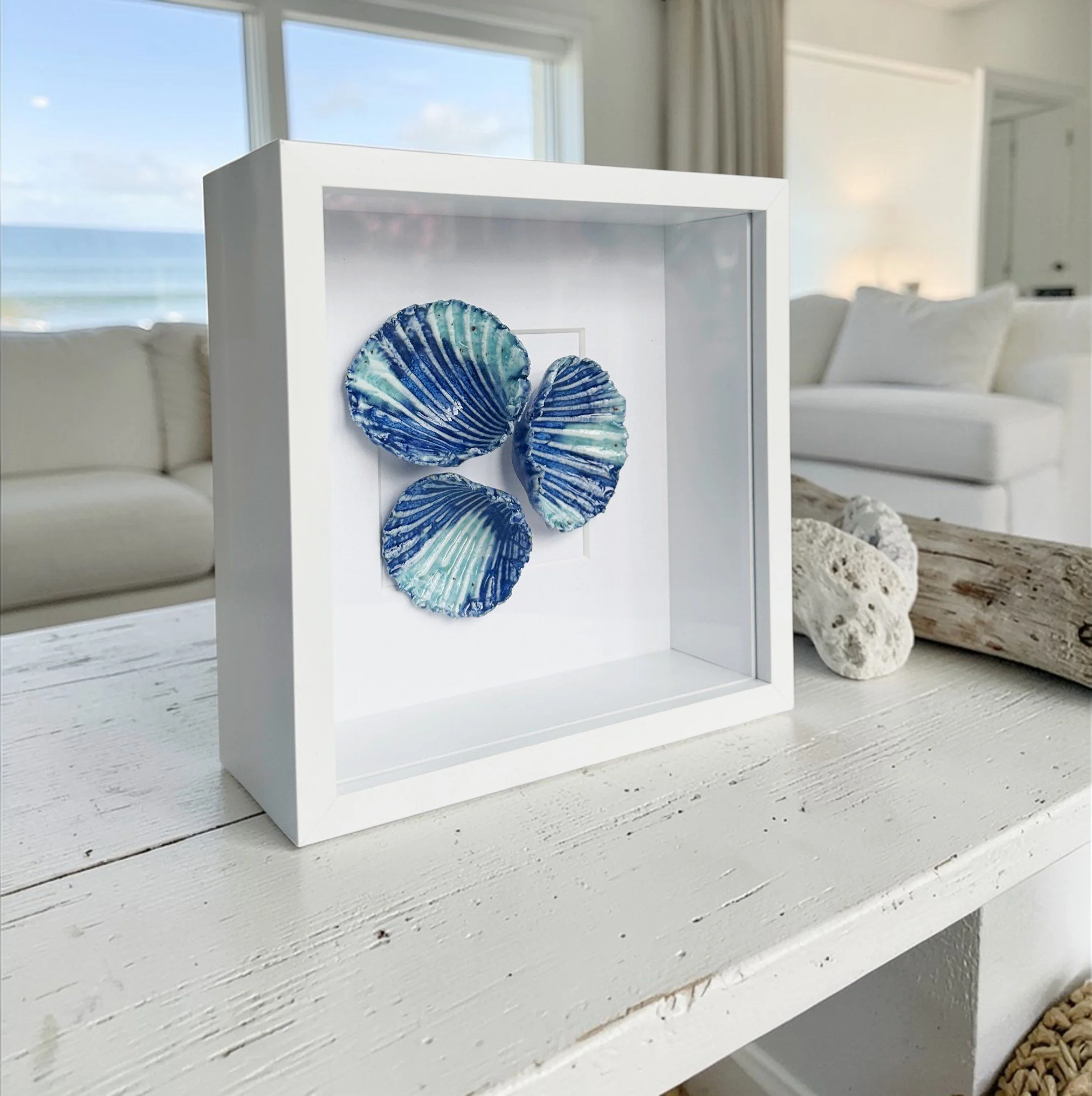 beach art, coastal wall art, shell wall art