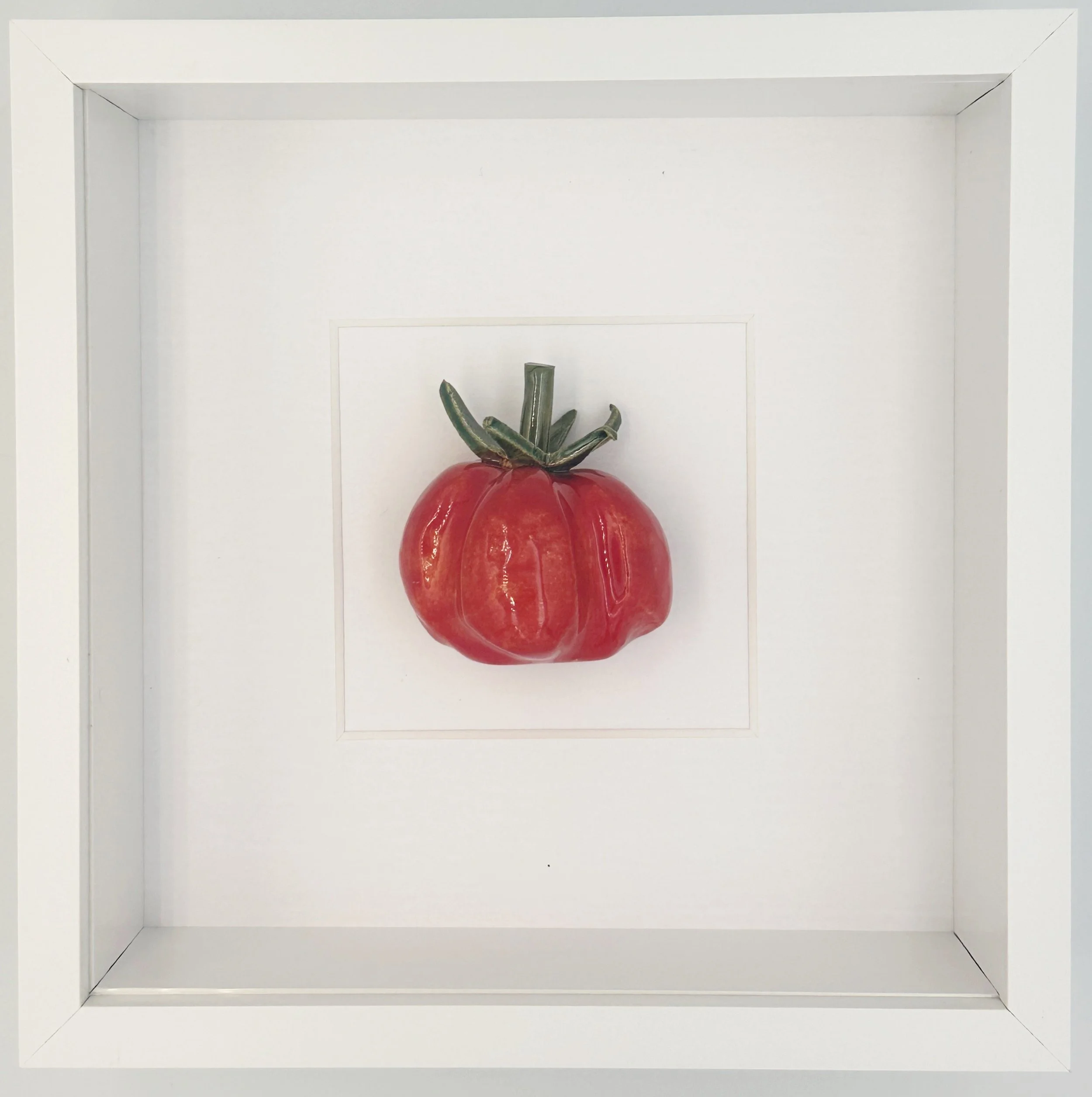 Ceramic tomato food artwork. Handmade ceramic vegetables for kitchen wall art.