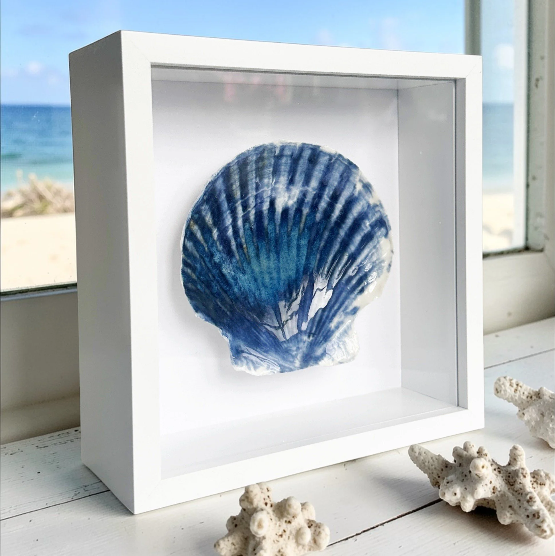 Beach Art of Handcrafted Porcelain Glazed Shells: Tidal Echoes