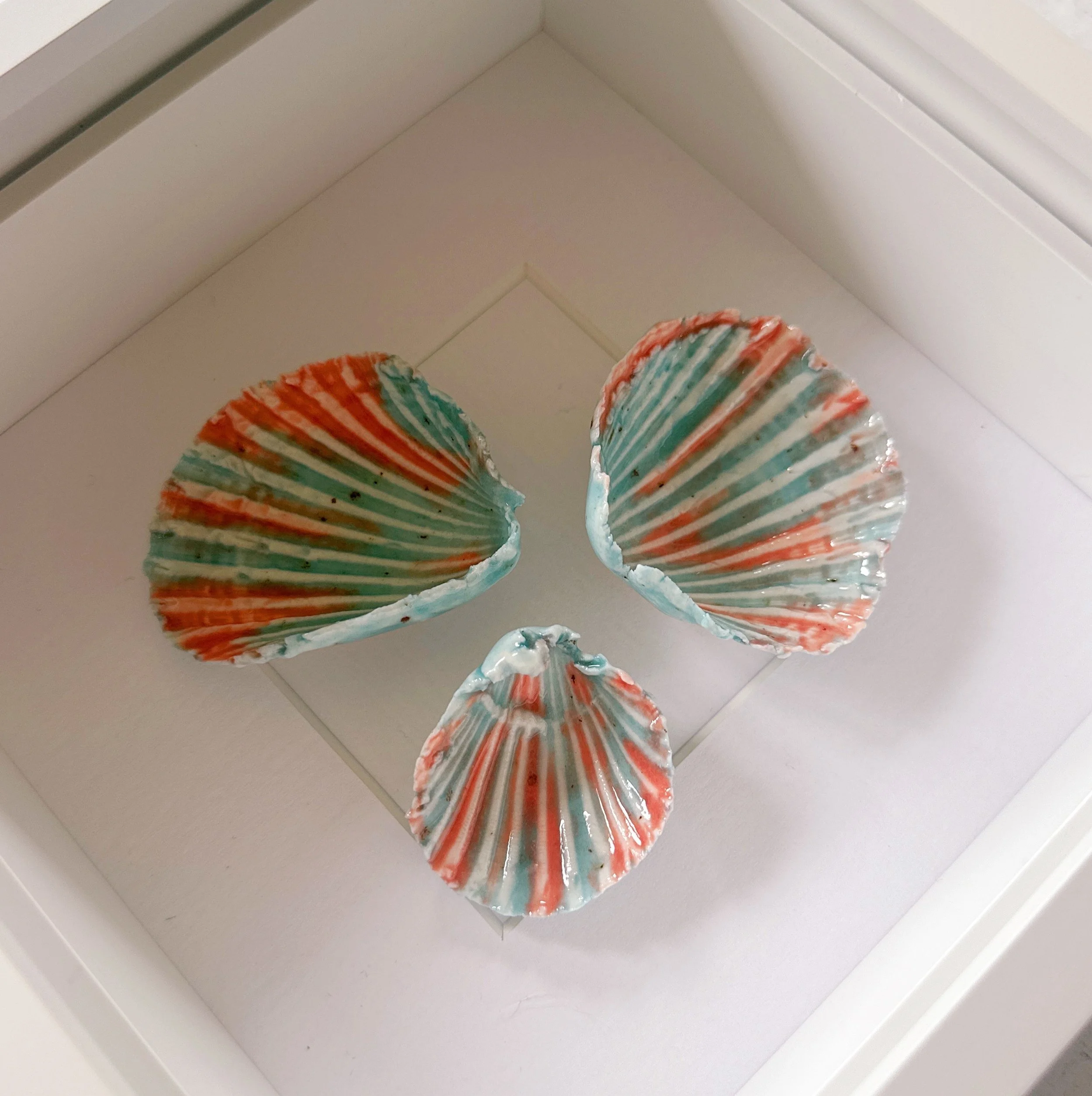 Luxury Coastal Wall Art – Handcrafted Porcelain Shell Beach Art in Framed Coastal Decor