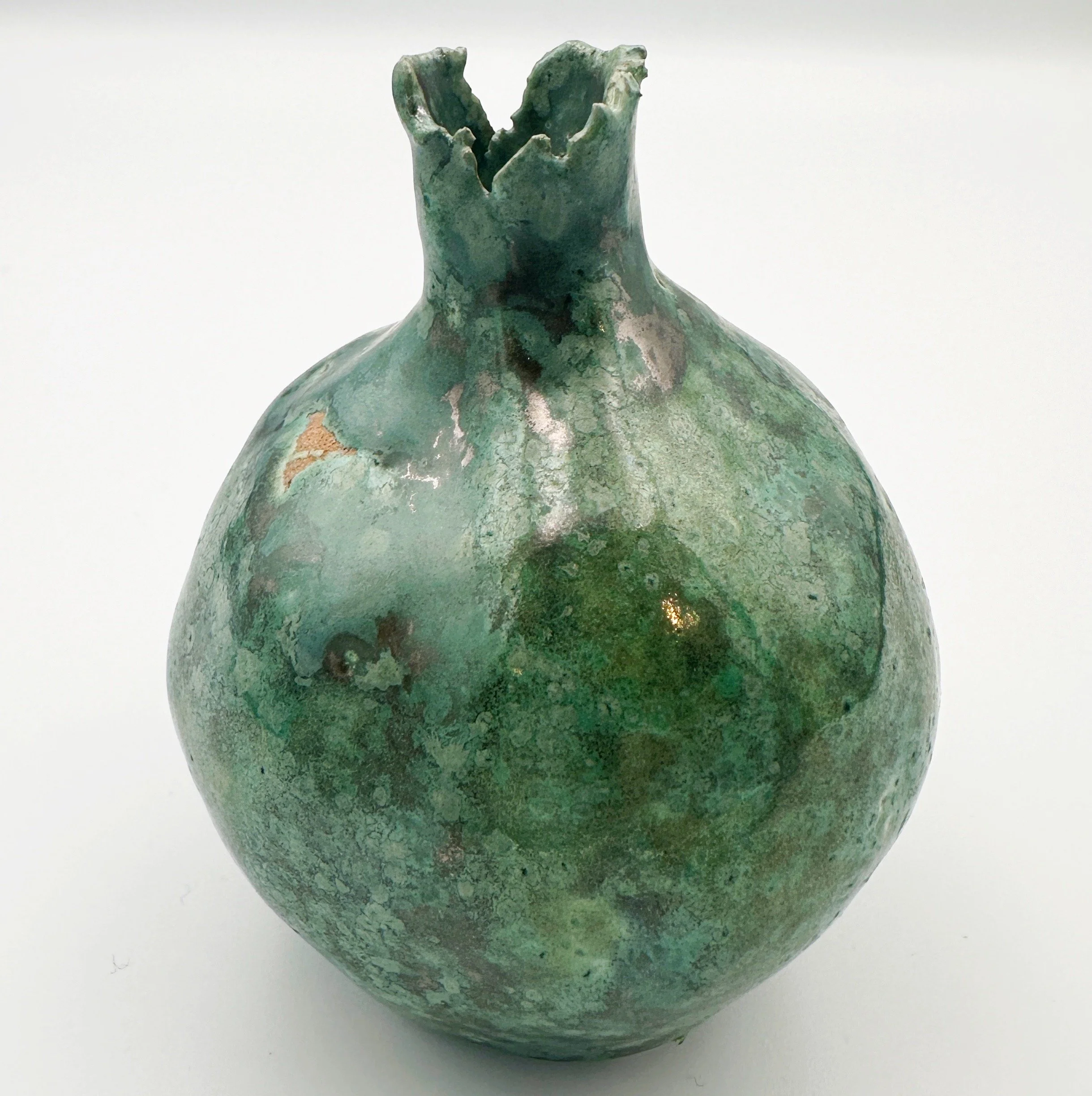 handmade ceramic pomegranate - metallic green - home decor accessories