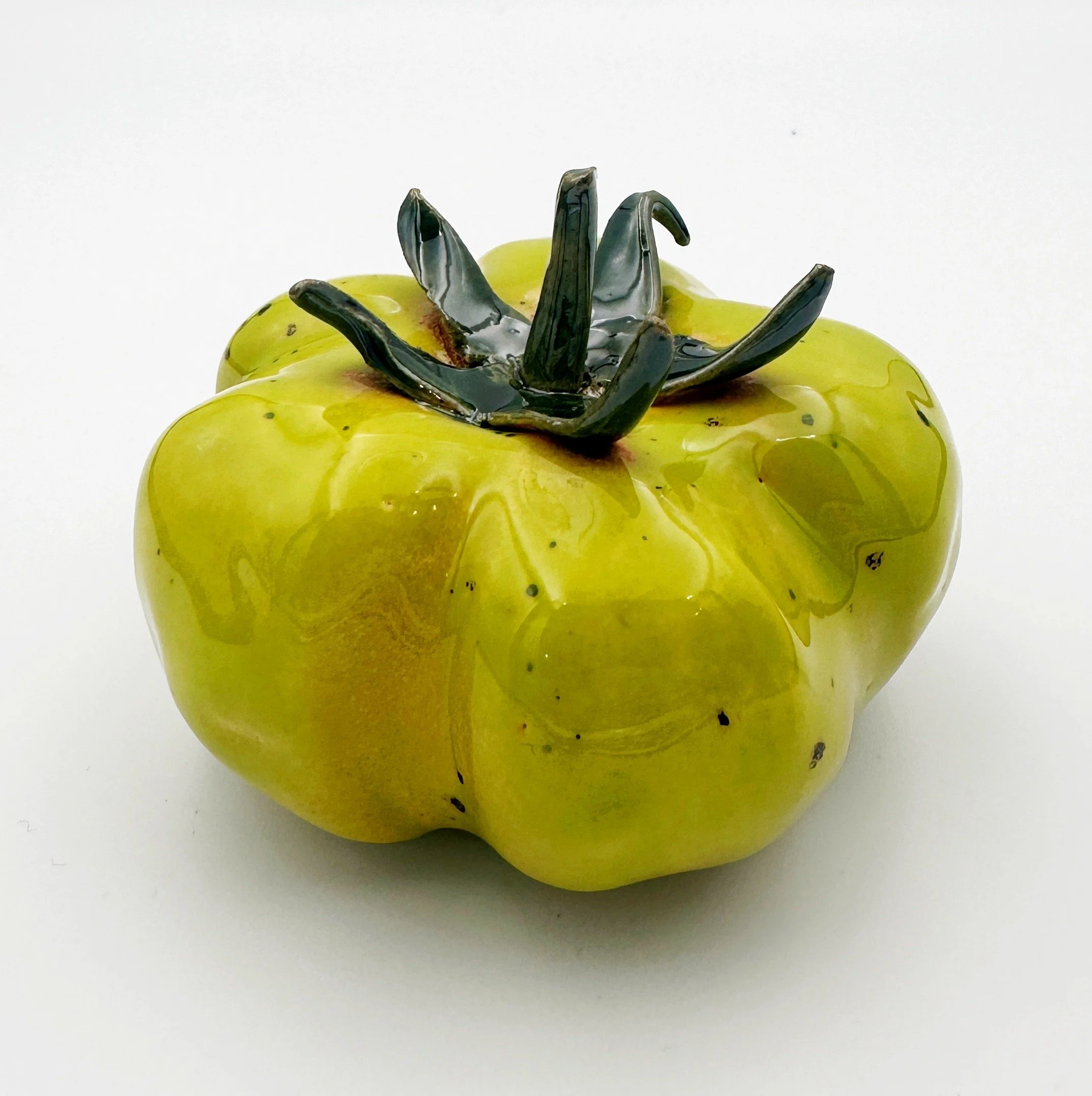 handmade ceramic tomatoes - metallic green - home decor accessories