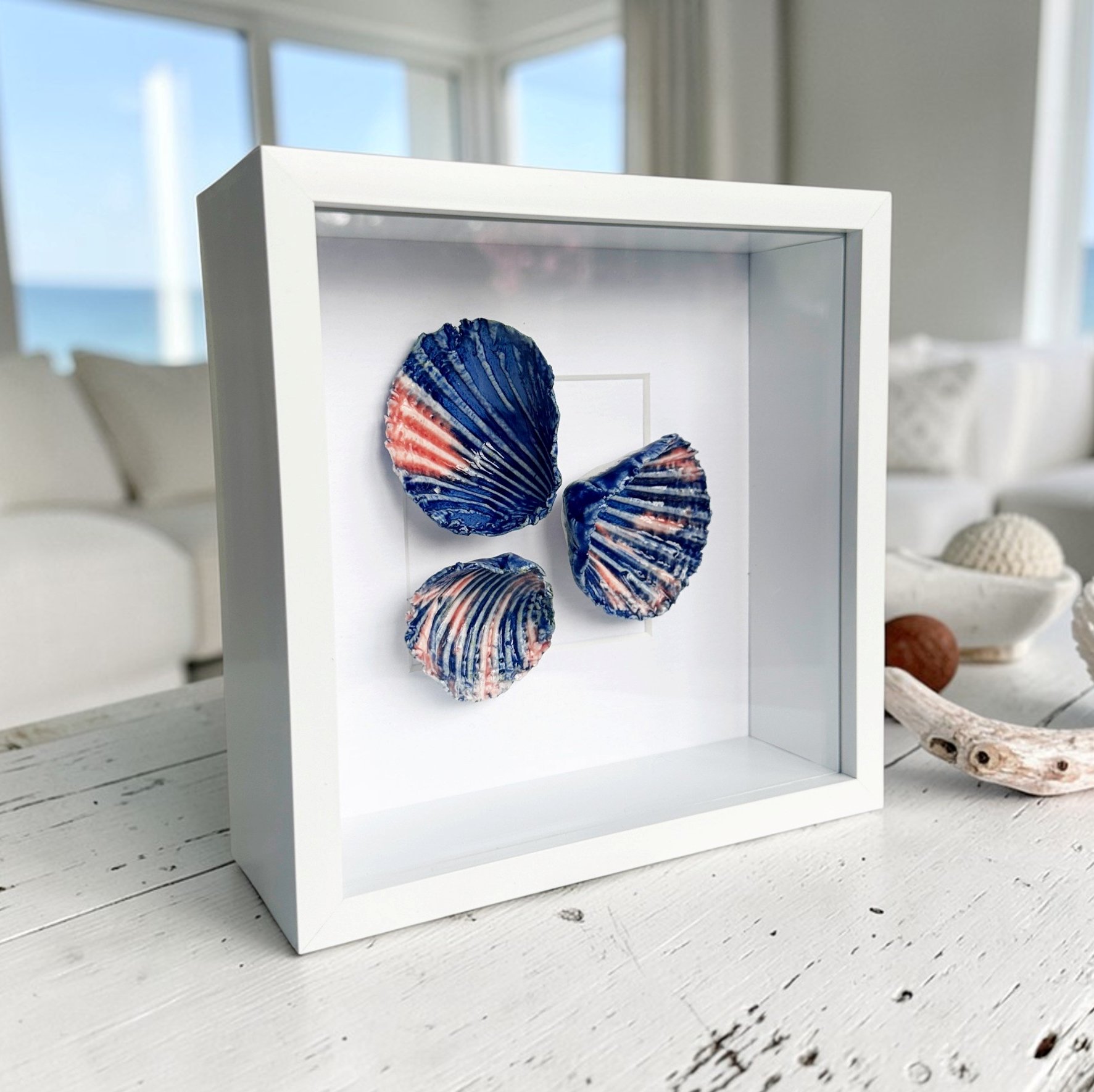 Beach Art of Handcrafted Porcelain Glazed Shells: Sunset on the Shore