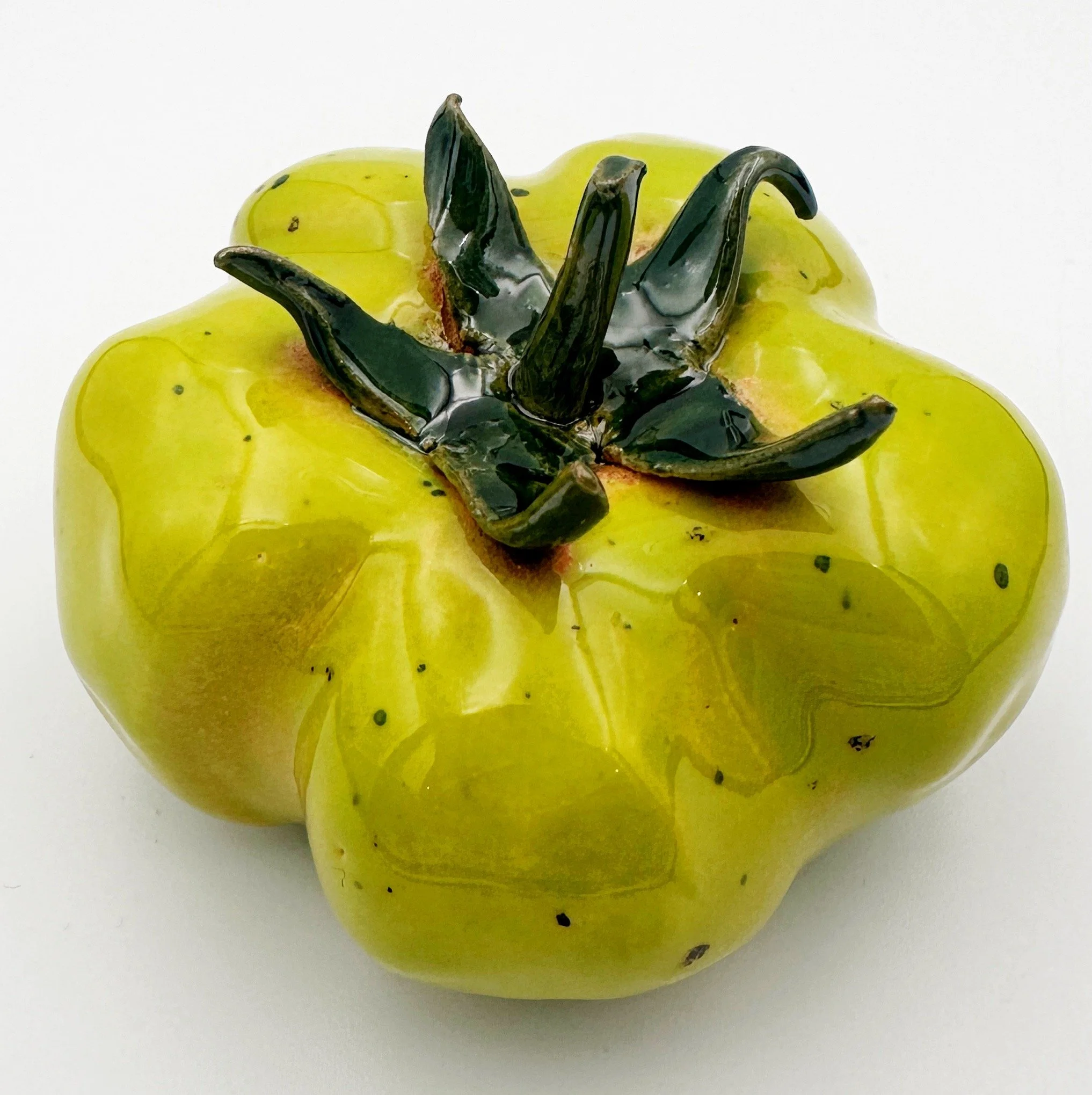 Large Handmade Ceramic Heritage Tomato - Lime Green