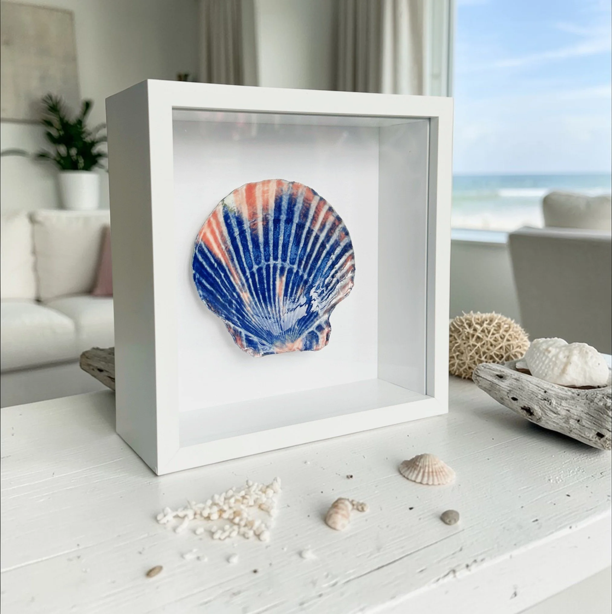 Coastal Décor - Handcrafted Porcelain Glazed Shells: Ocean Sunset