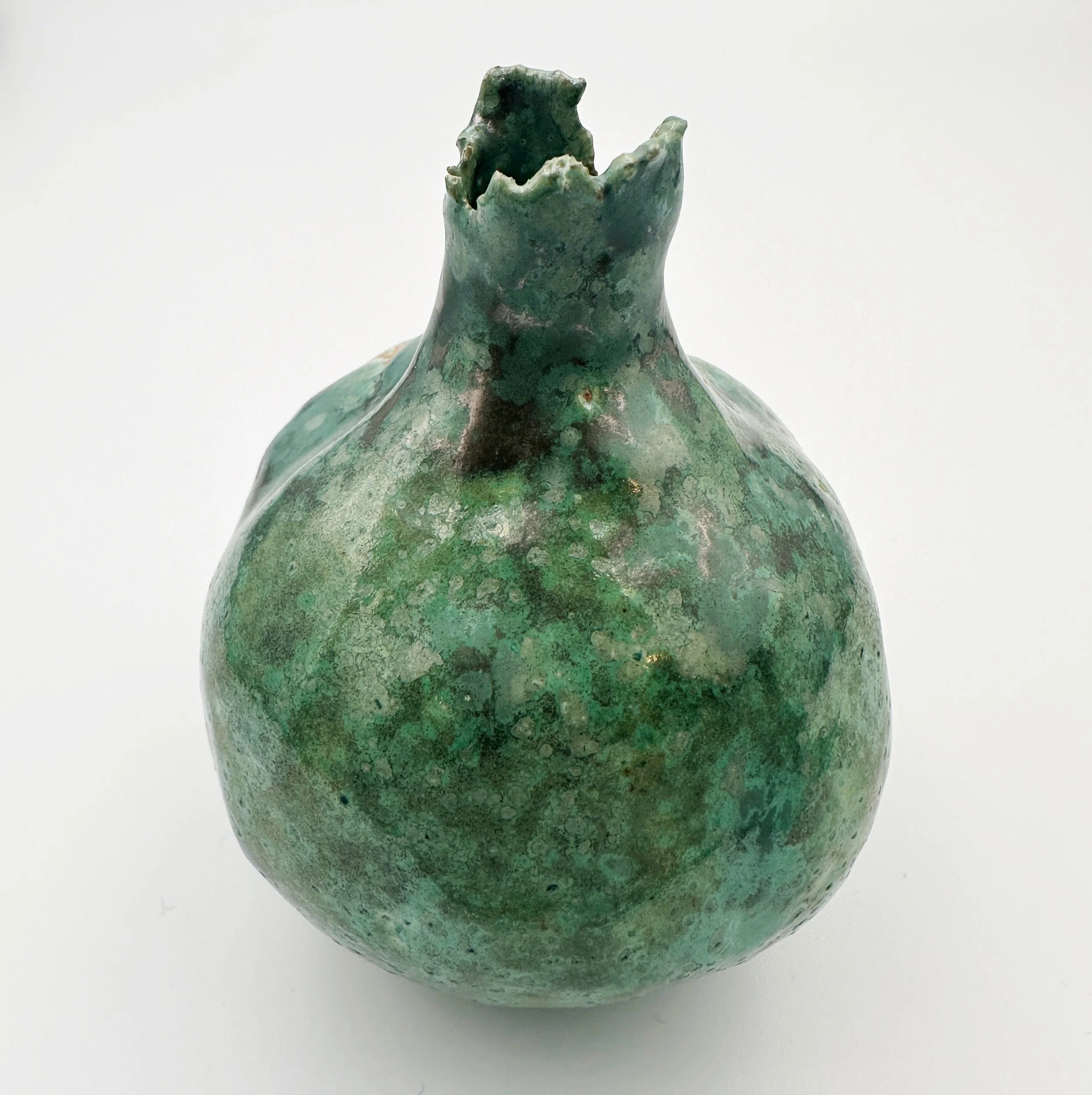 handmade ceramic pomegranate - metallic green - home decor accessories