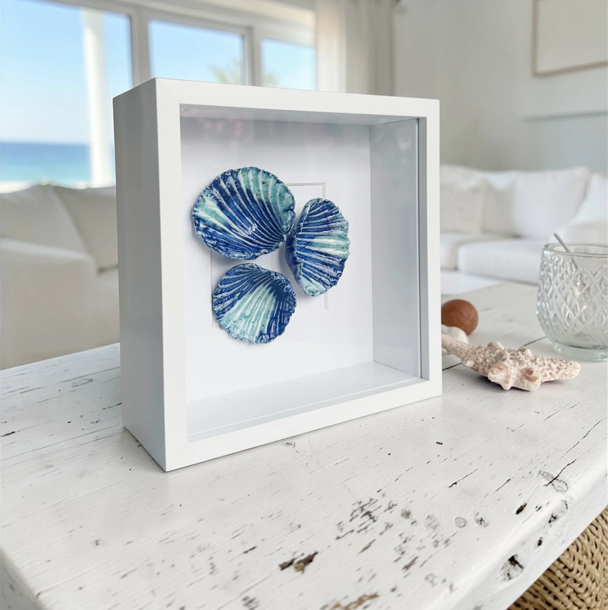 beach art, coastal wall art, shell wall art