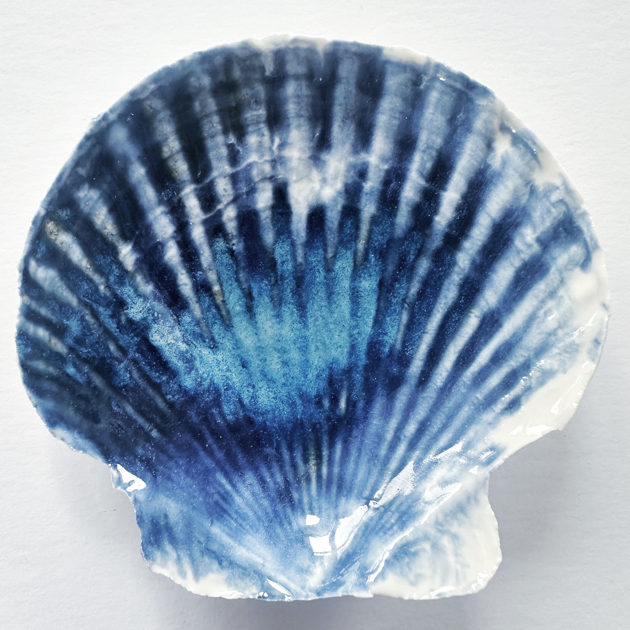 This textured coastal wall art features handcrafted porcelain shell art, creating a unique piece of beach art inspired by the Sussex coastline