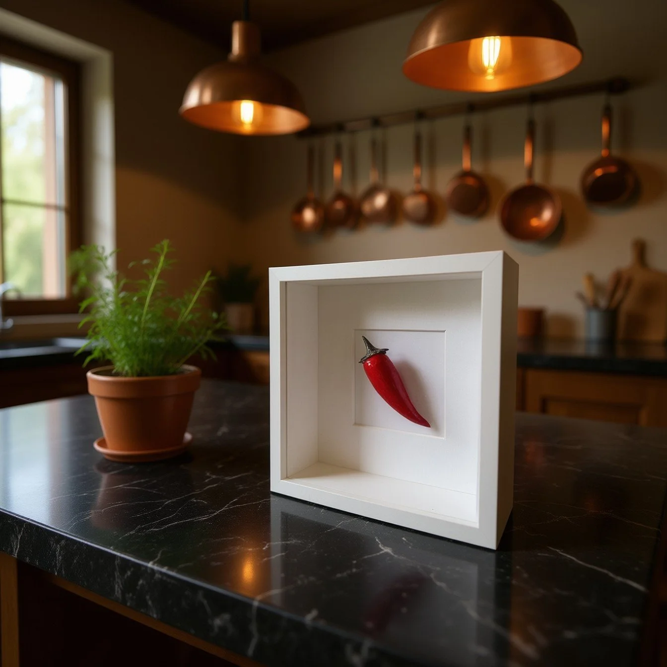 kitchen decor ideas - framed ceramic red chilli