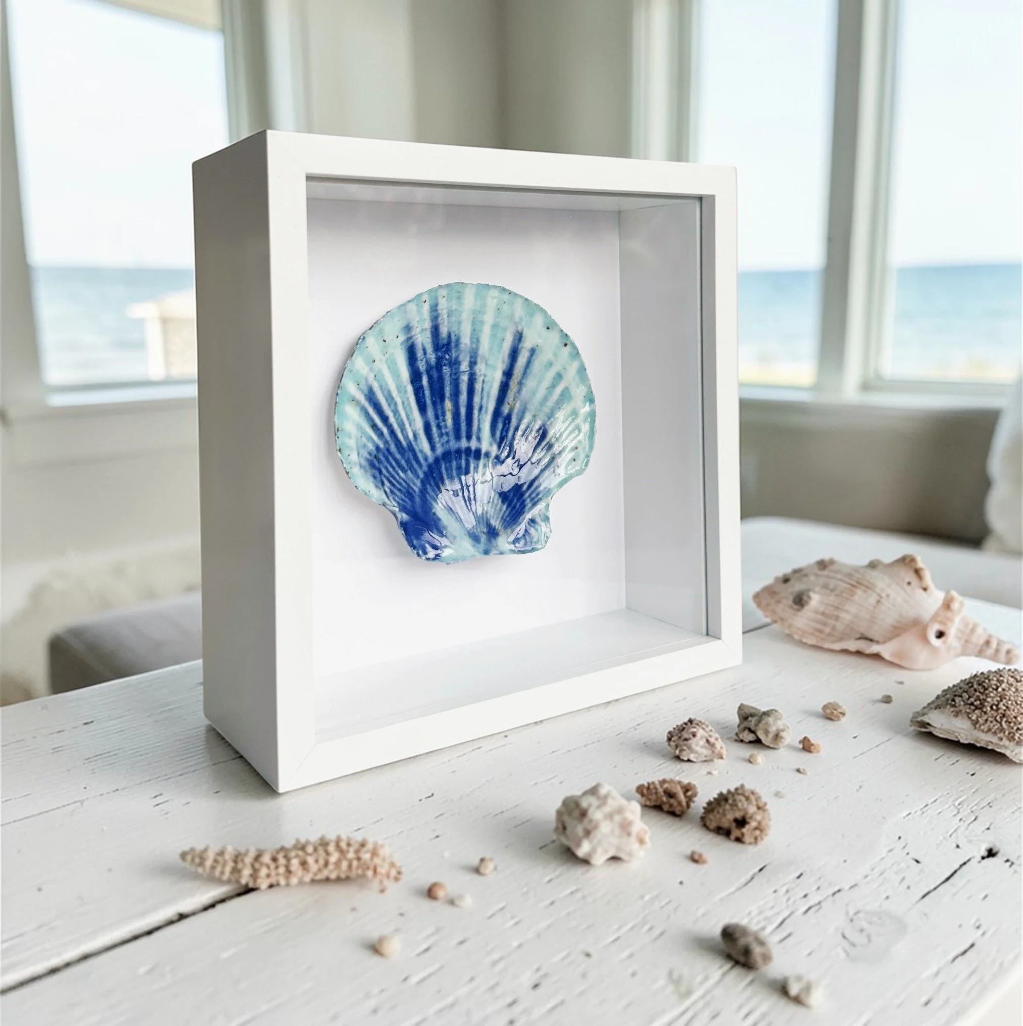 Textured Coastal Wall Art of Handcrafted Porcelain Glazed Shells: Tidepool