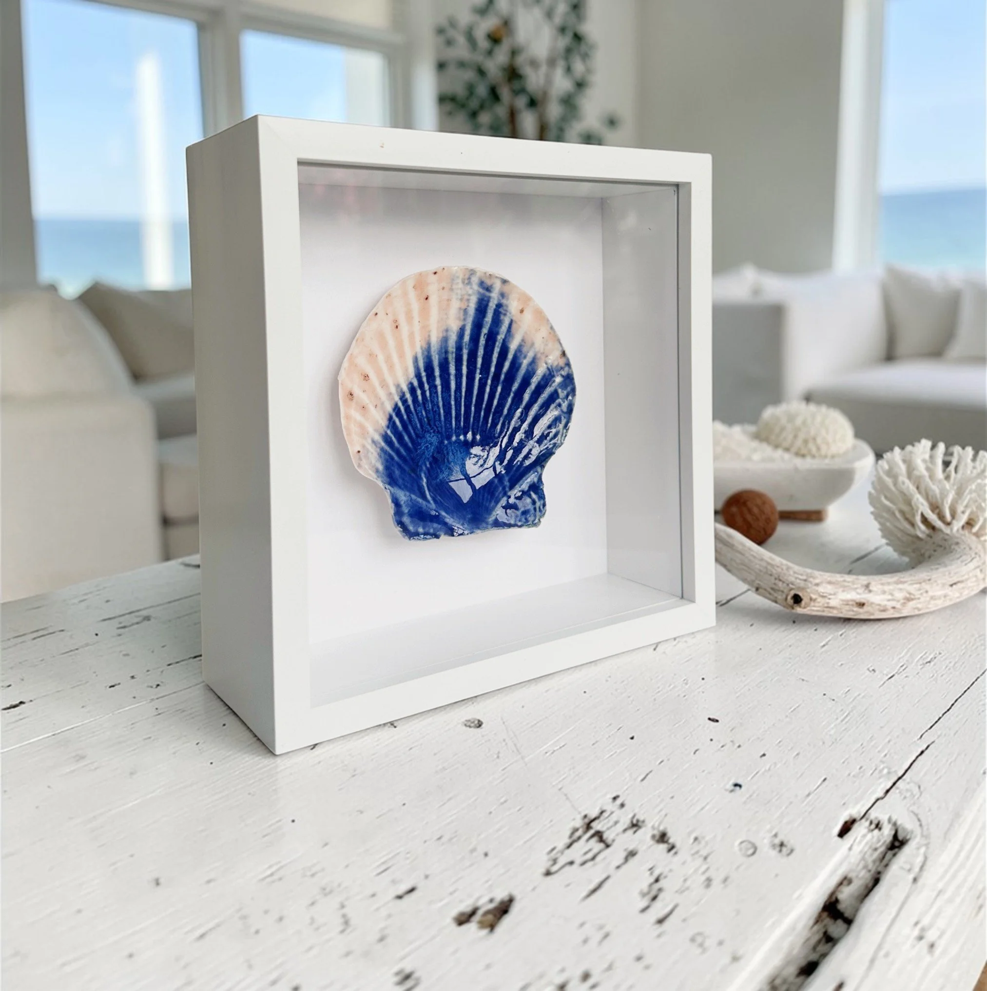 coastal decor, beach wall art framed, handmade coastal wall art