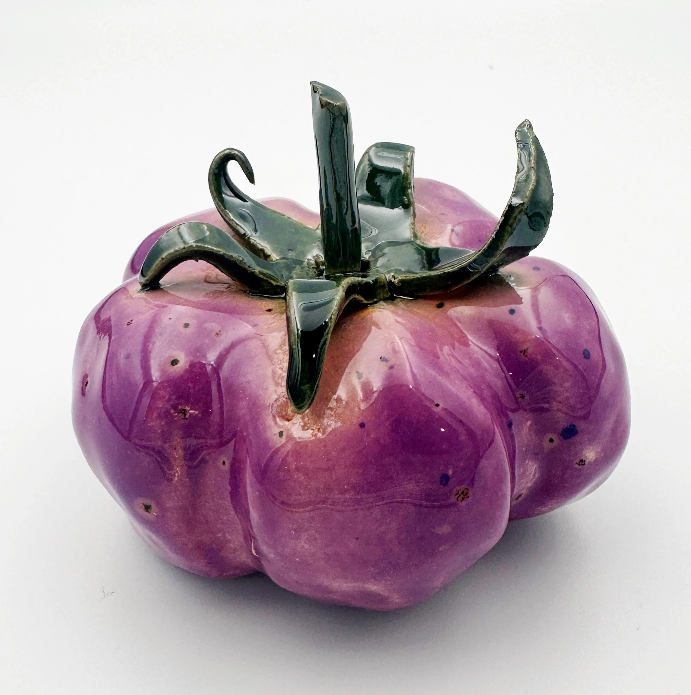 Large Handmade Ceramic Heritage Tomato - Purple