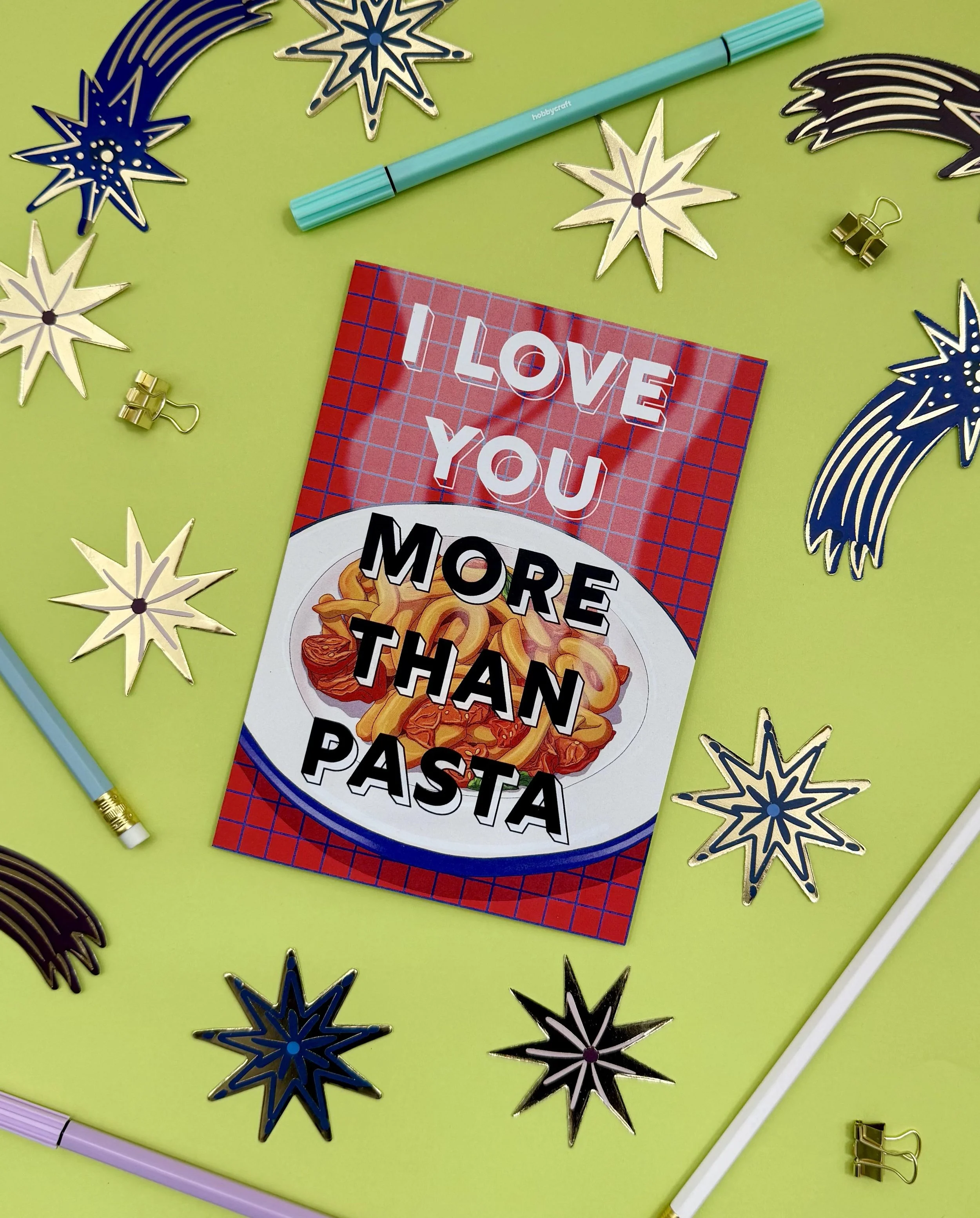 I love you more than pasta Greetings Card