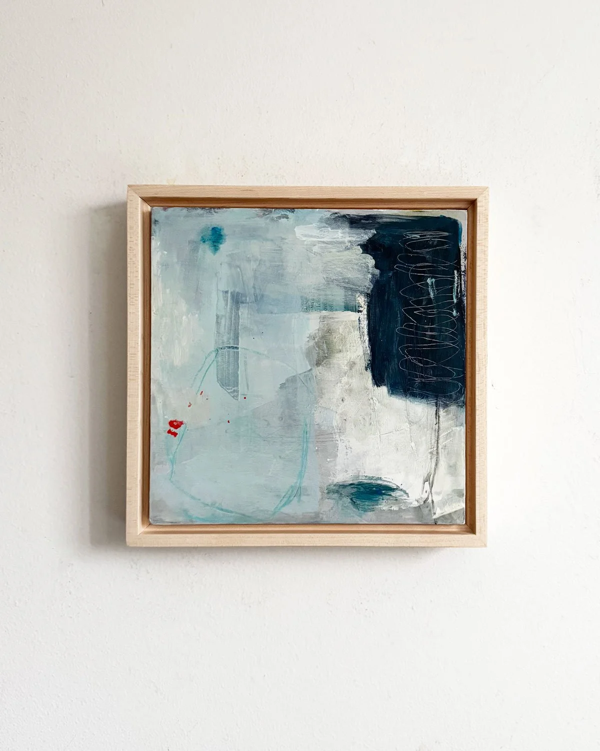 "July Rain," 8x8 acrylic and mixed media on wood panel.