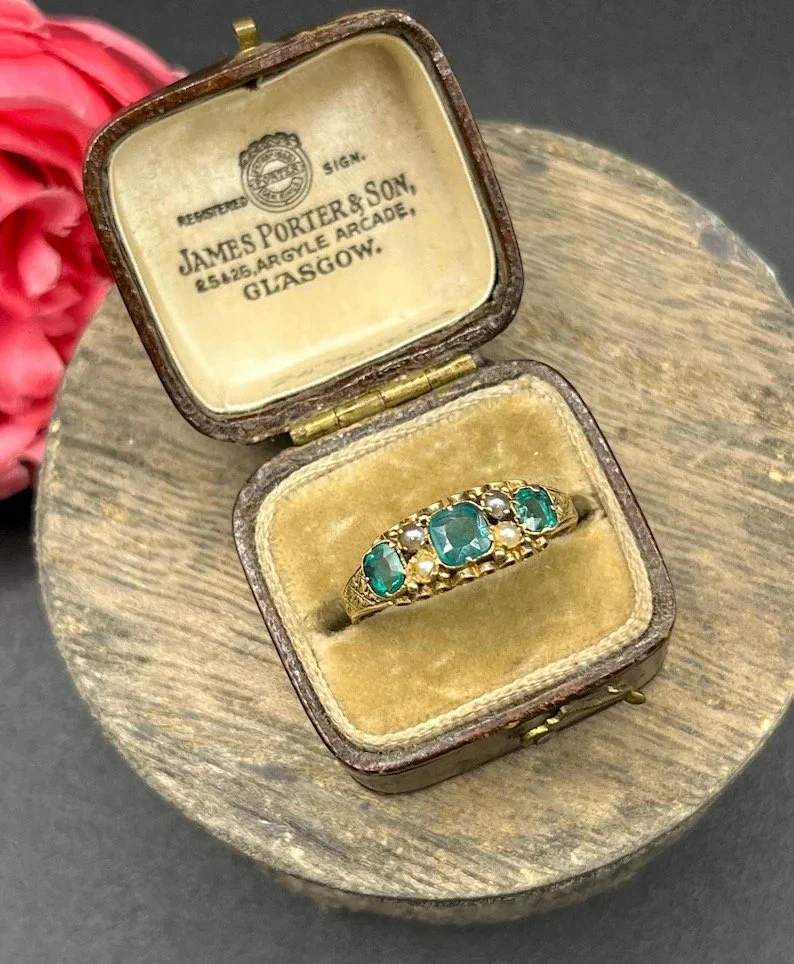 Antique 15ct Gold, Victorian Hallmarked Birmingham 1866, Paste & Pearl Ring