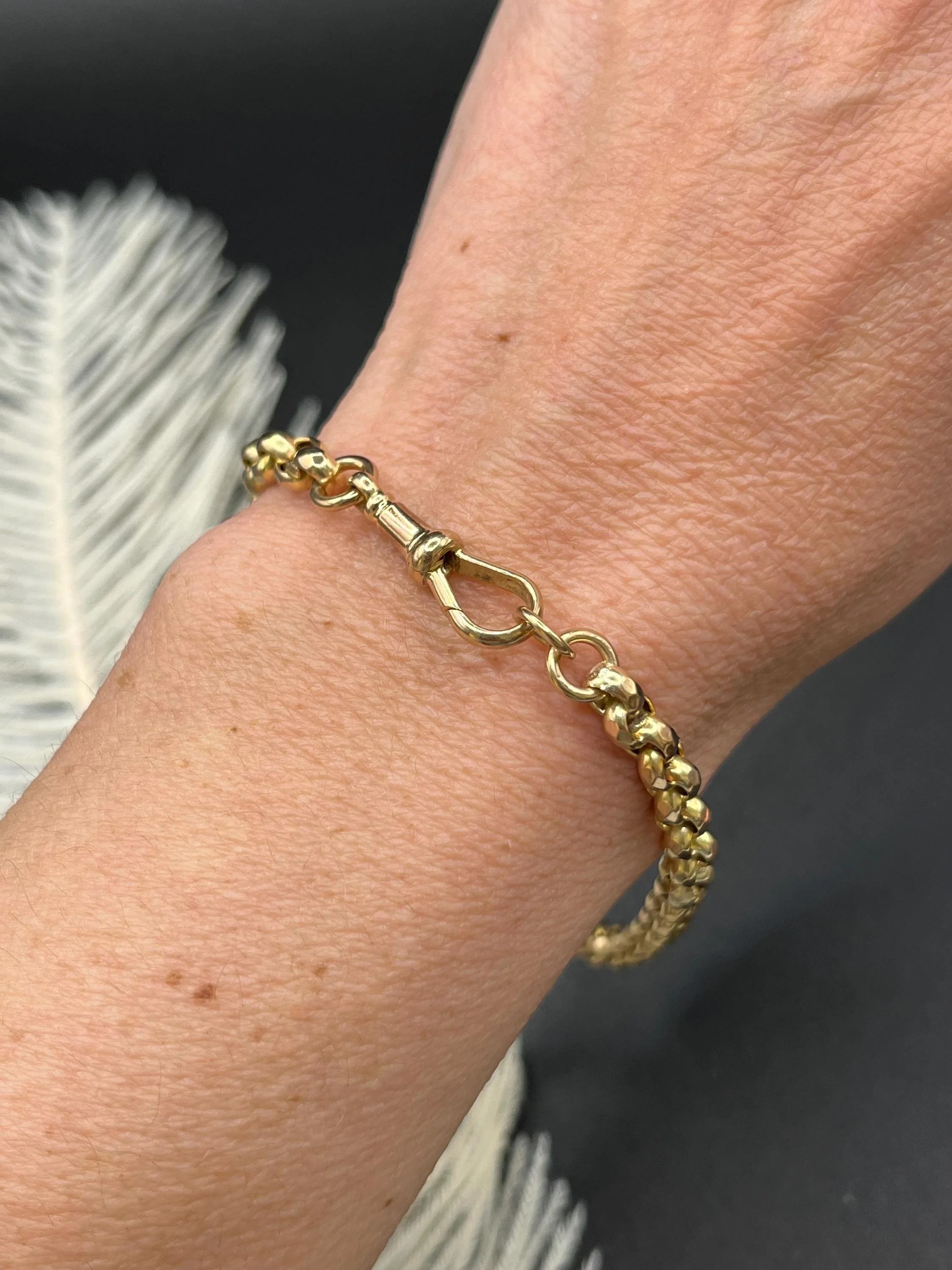Antique 9ct Gold Edwardian Belcher Link Bracelet with Dog Clip Clasp, Circa 1910
