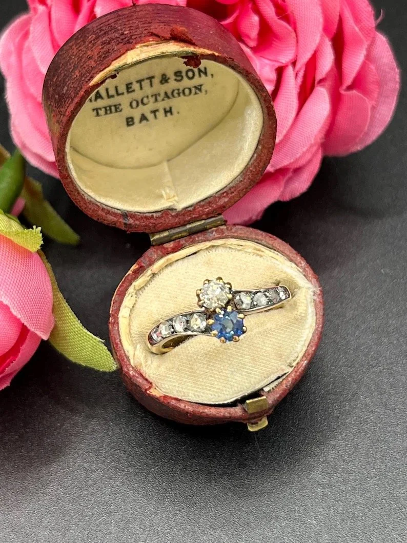 Antique 18ct Gold, Victorian Sapphire & Diamond Toi Et Moi Ring, Circa 1880