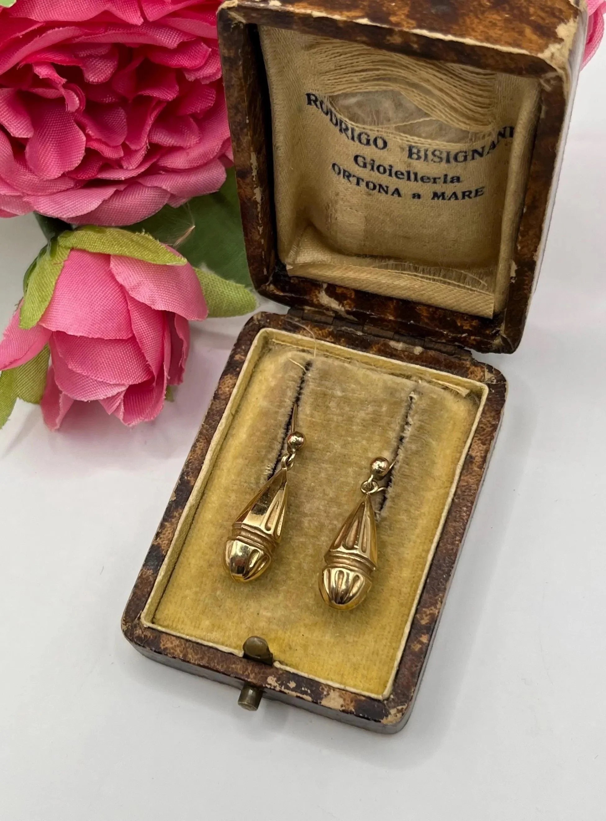 Antique 9ct Gold Edwardian Drop Earrings, Circa 1910