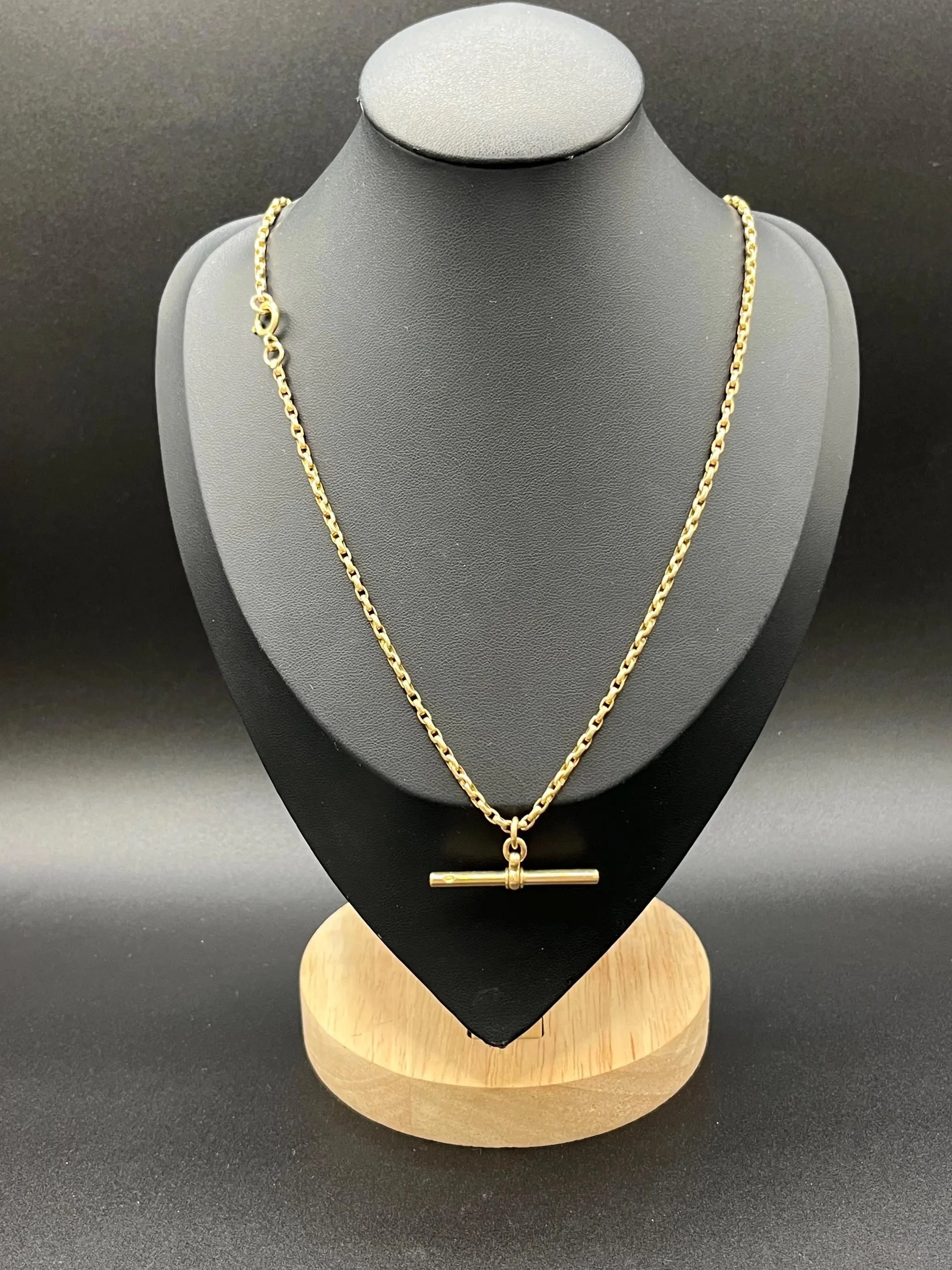 Antique 9ct Gold Chain Necklace, Edwardian T-Bar, 21.5inches