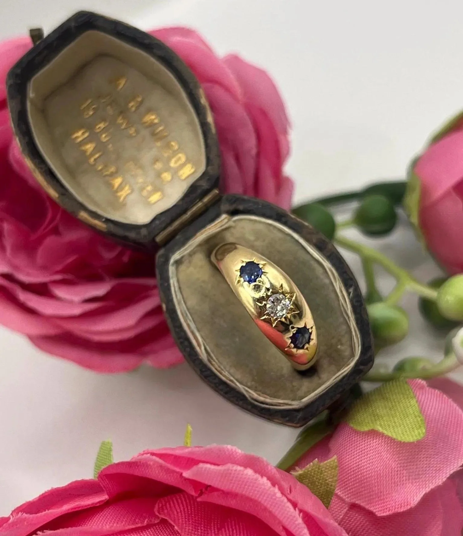 Vintage 18ct Gold, Sapphire and Diamond Band Ring, Hallmarked Birmingham 1972