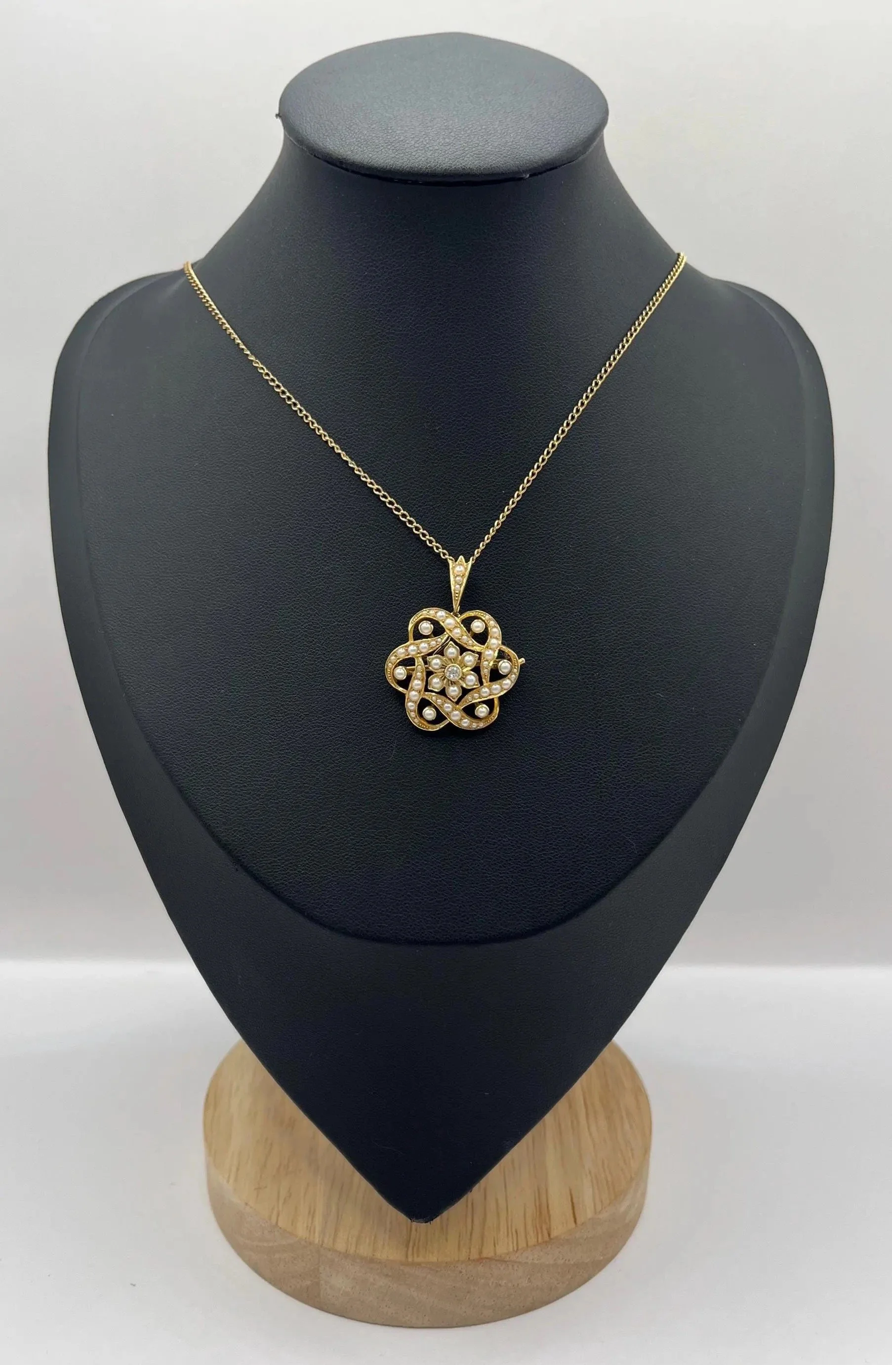 Antique 15ct Gold Edwardian Pearl Pendant/ Brooch