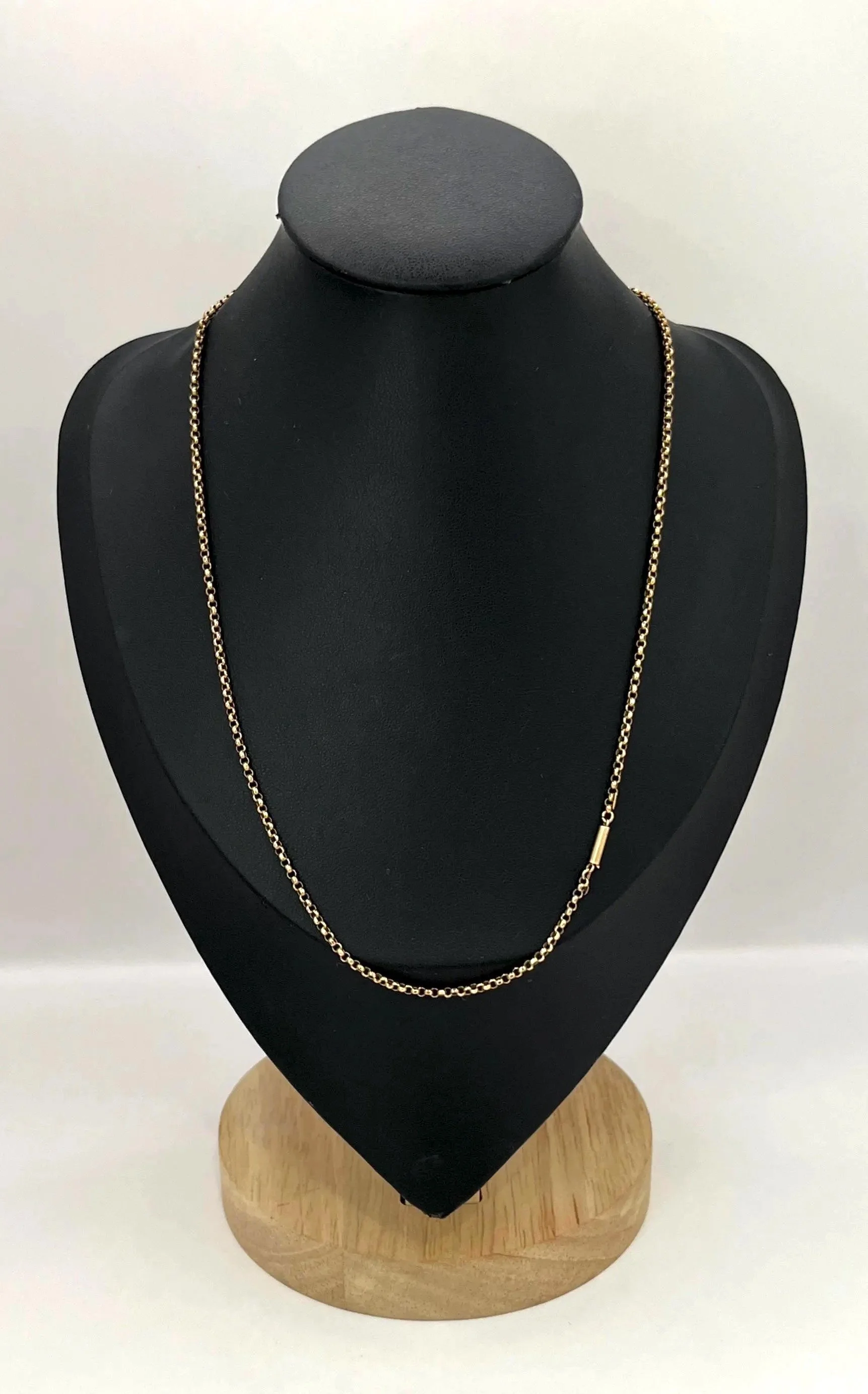 Antique 9ct Rose Gold Belcher Chain: Edwardian 17 Inch Necklace