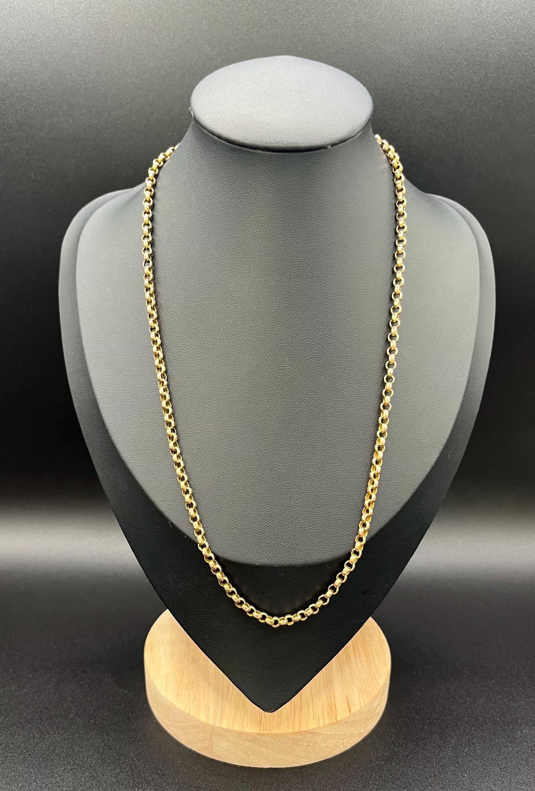 Antique 9ct Rose Gold Belcher Chain: Edwardian 18 Inch Necklace