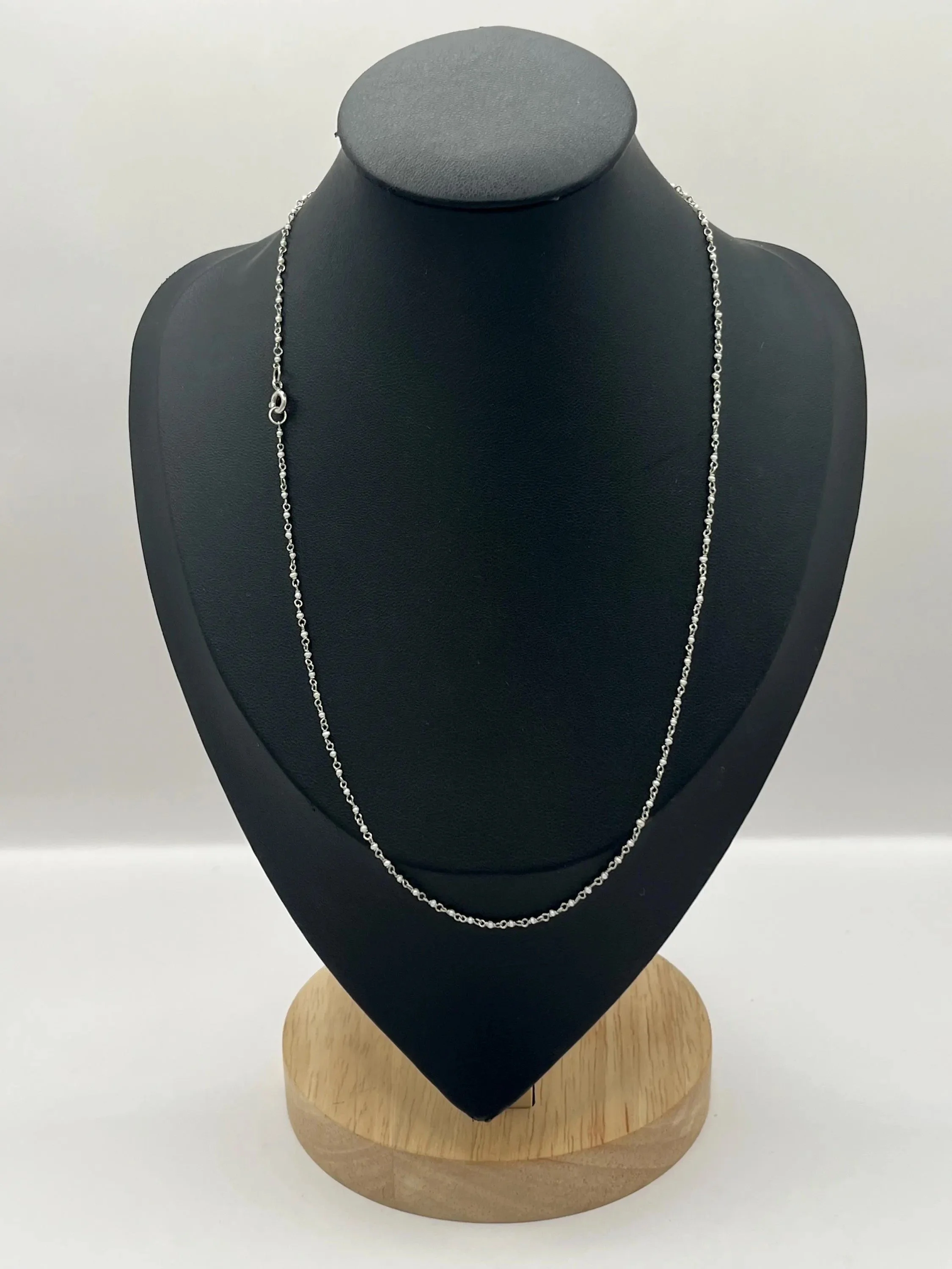 Antique Platinum Seed Pearl Trace Link Necklace, 17 3/4 inches