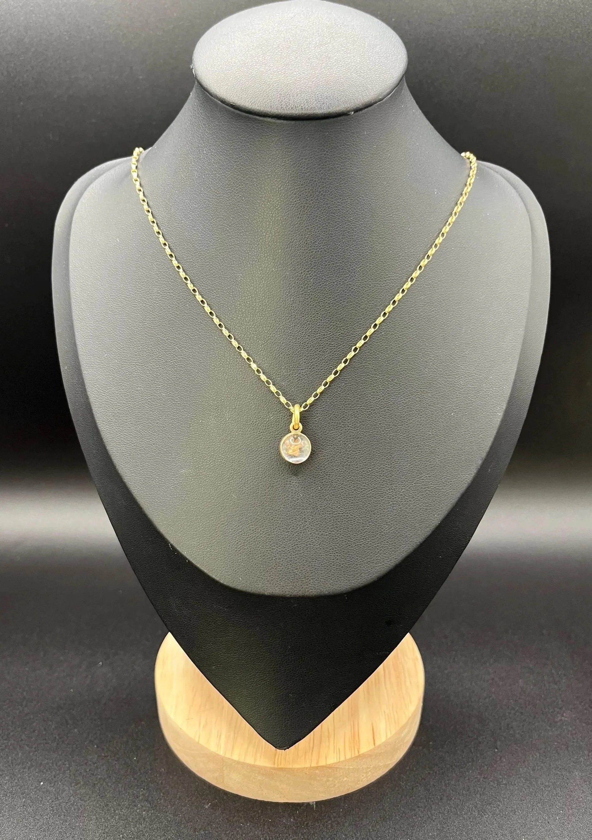 Antique 15ct Gold, Edwardian Pool of Light Glass with Gold Pendant