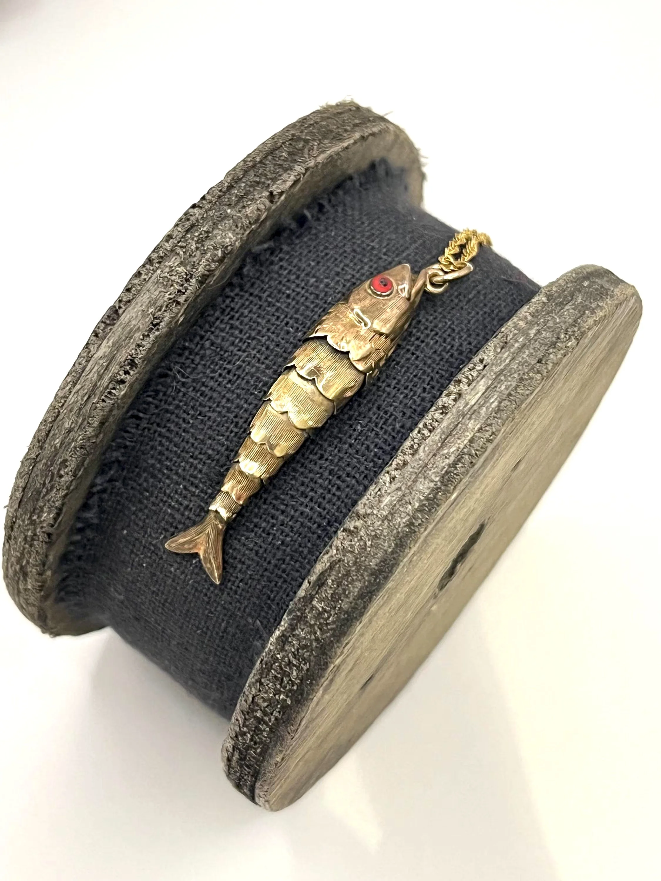 Vintage 9ct Gold, Articulated Lucky Fish Pendant Charm, Circa 1960s