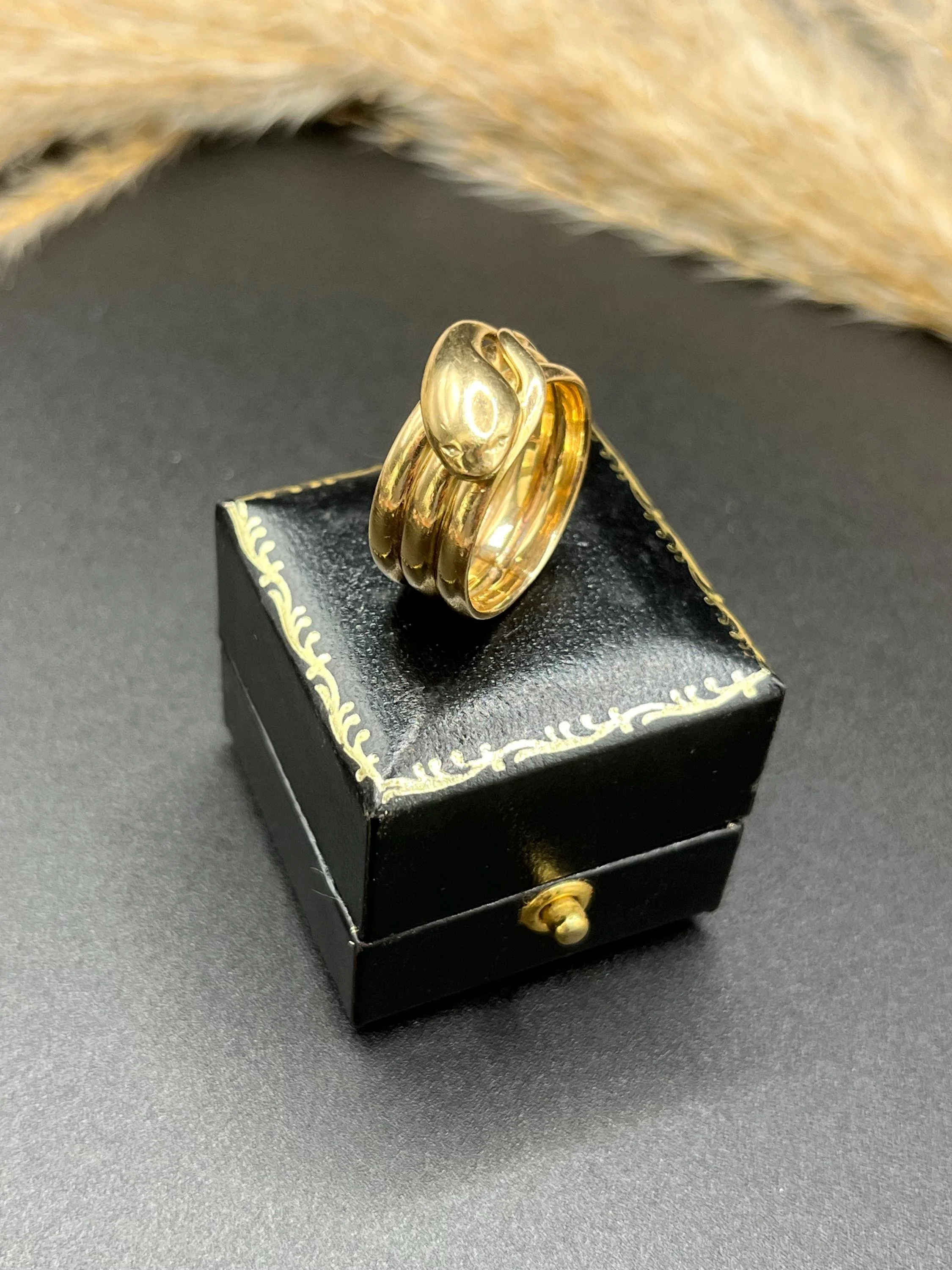 Vintage 9ct Gold Snake Ring, London Hallmarked 1971