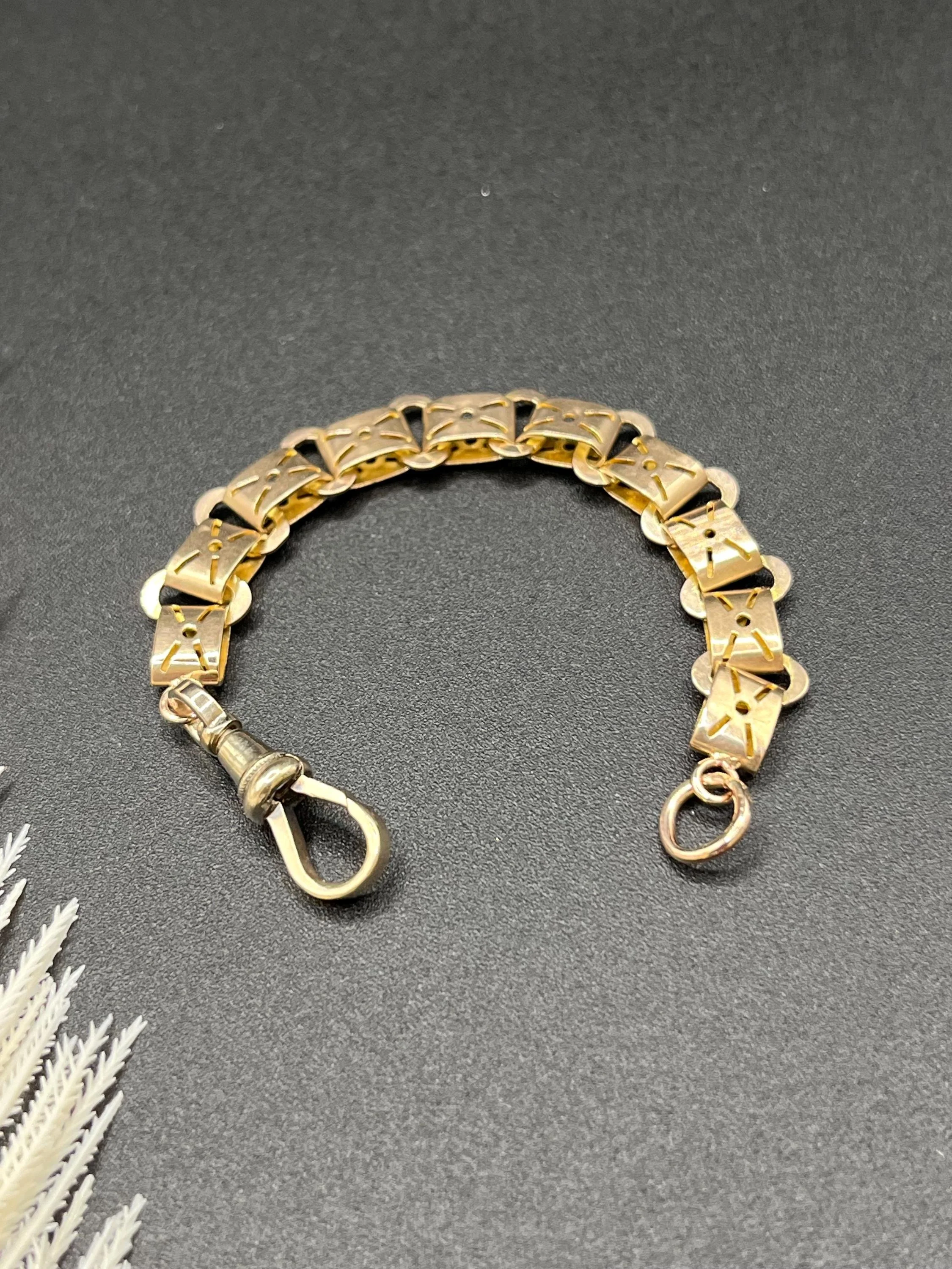 Antique 9ct Gold Victorian Ornate Link Chain Extender with Swivel Clasp