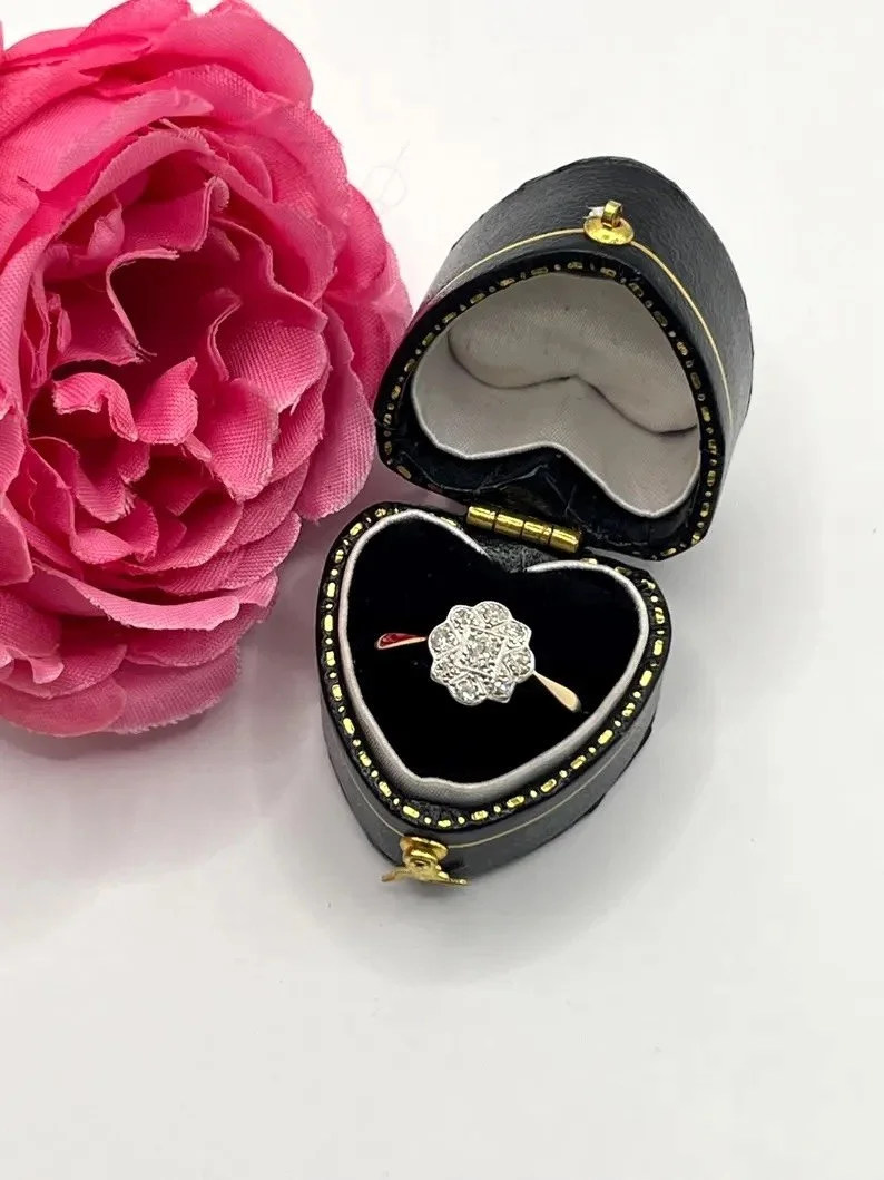 Antique 18ct Gold & Platinum Stamped, Edwardian Diamond Cluster Ring
