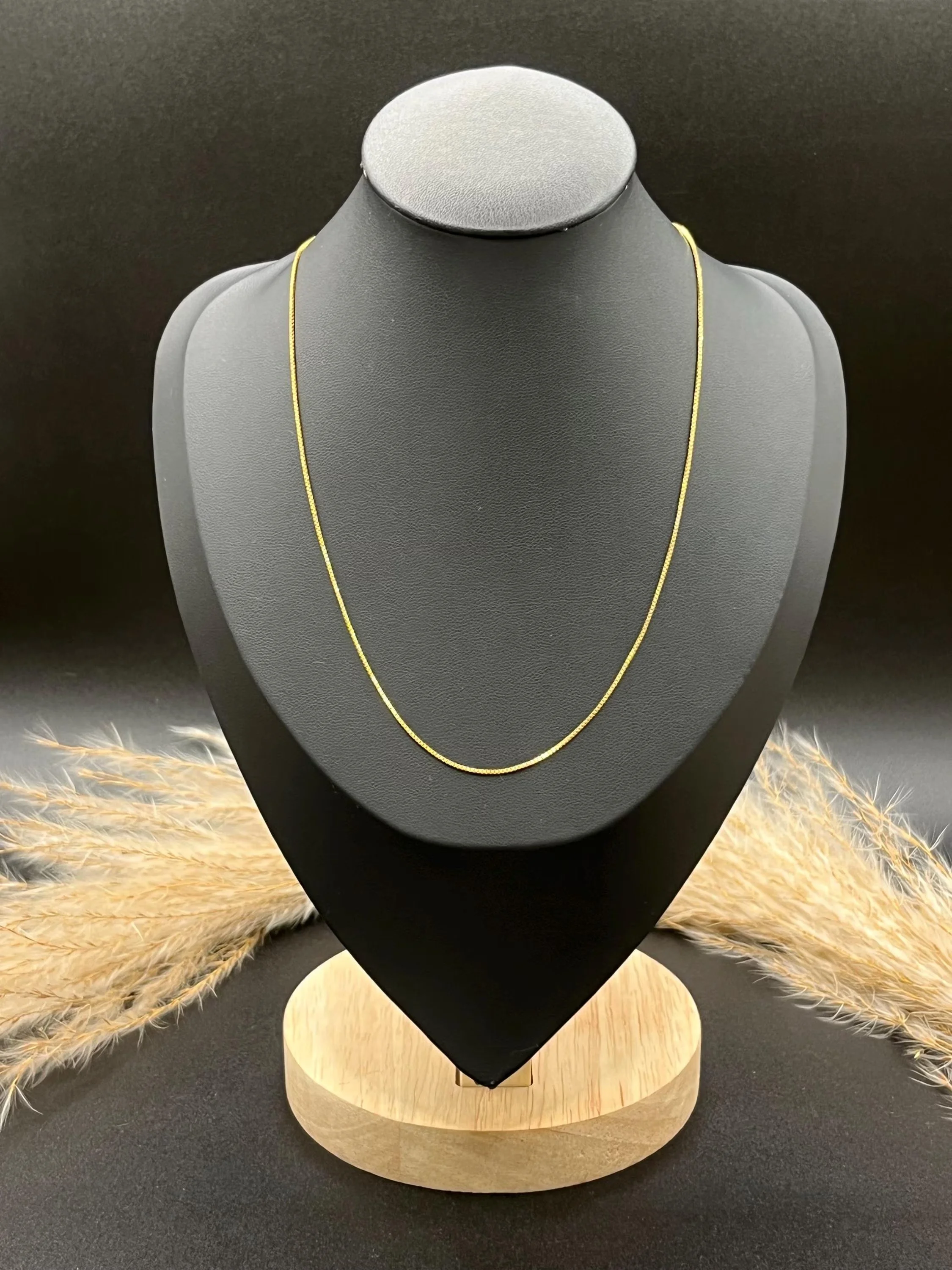 Vintage 18ct Yellow Gold Box Chain, 16 inches