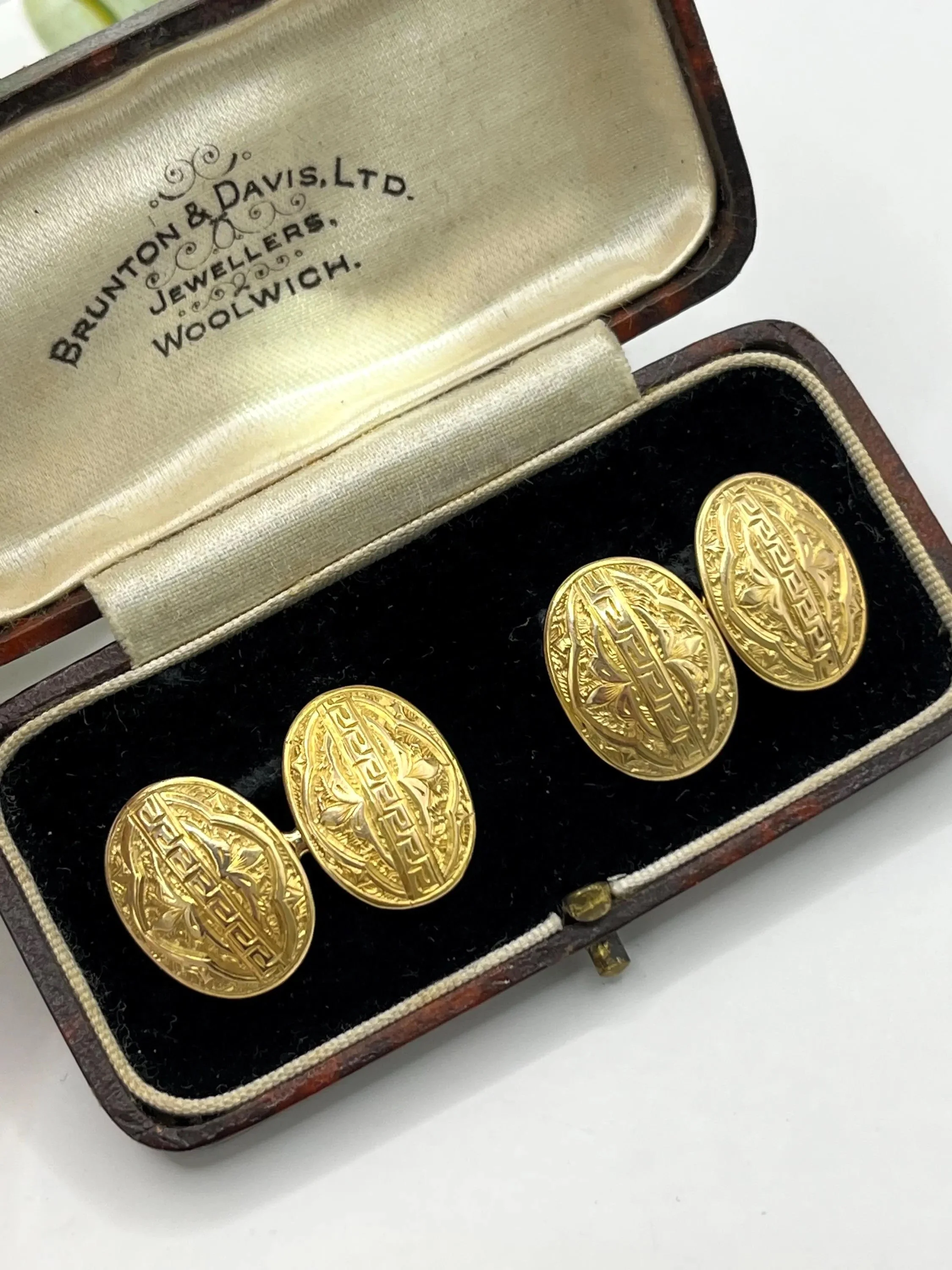 Antique 15ct Yellow Gold Victorian Floral Cufflinks Hallmarked Birmingham 1878