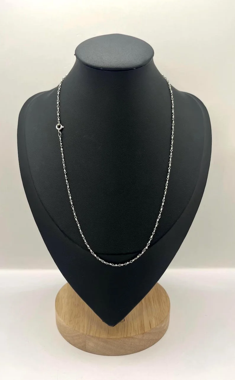 Vintage Platinum Seed Pearl Trace Link Necklace, 17 inches