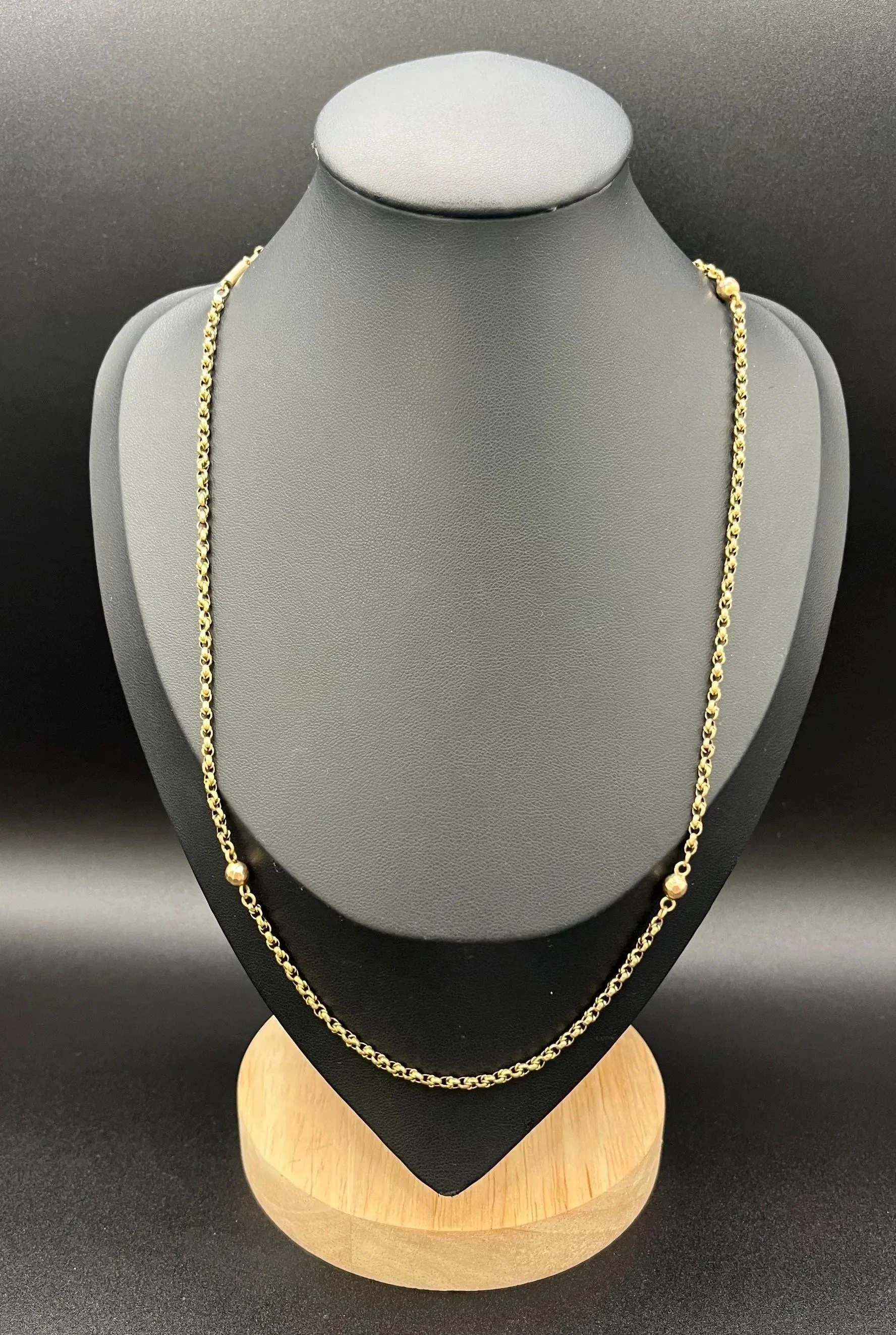 Antique Edwardian 9ct Fancy Link Gold Chain, 19.5 inches