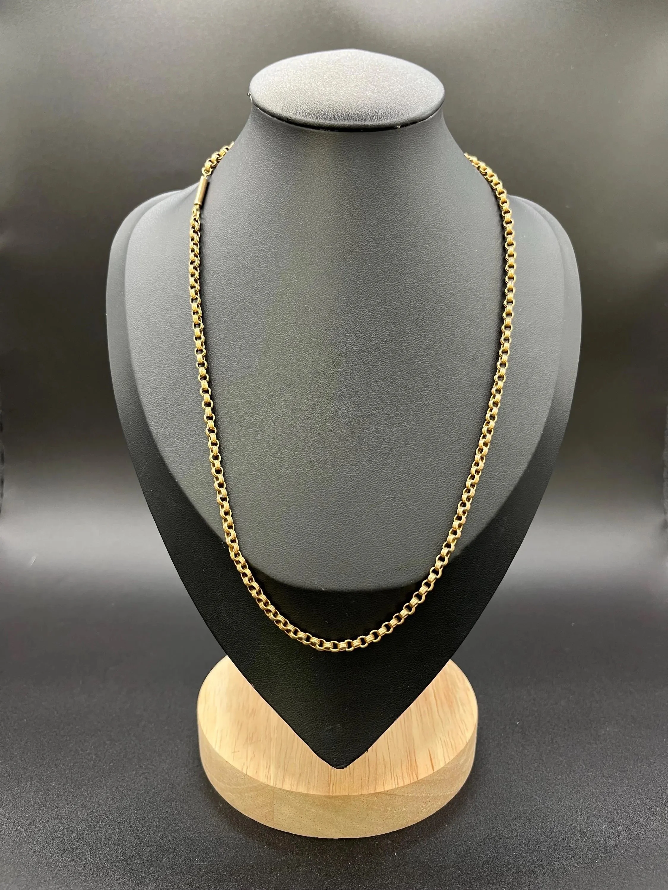 Antique 9ct Gold Belcher Chain: Edwardian 18 Inch Necklace