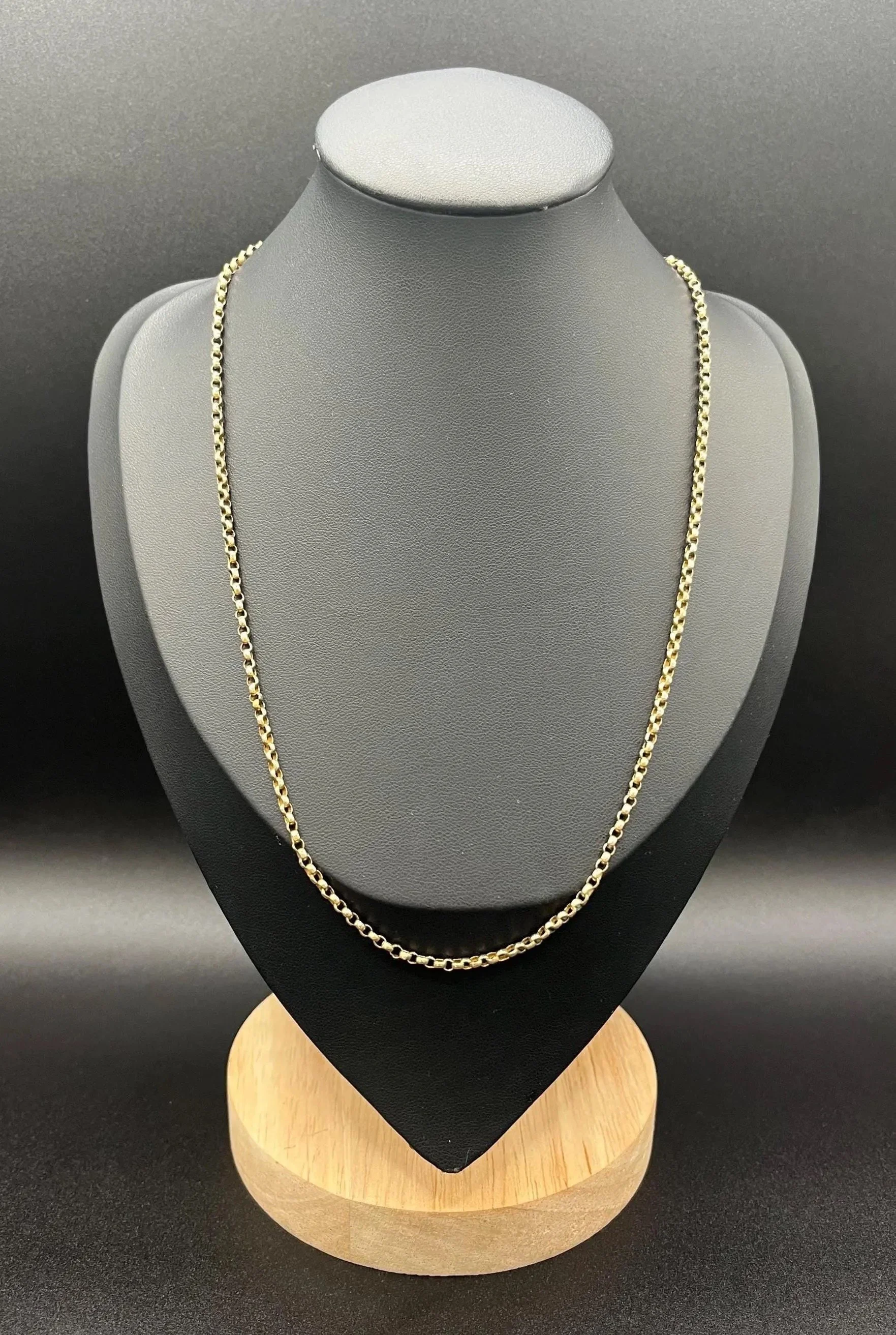 Antique 9ct Gold Belcher Chain: Edwardian 18 Inch Necklace