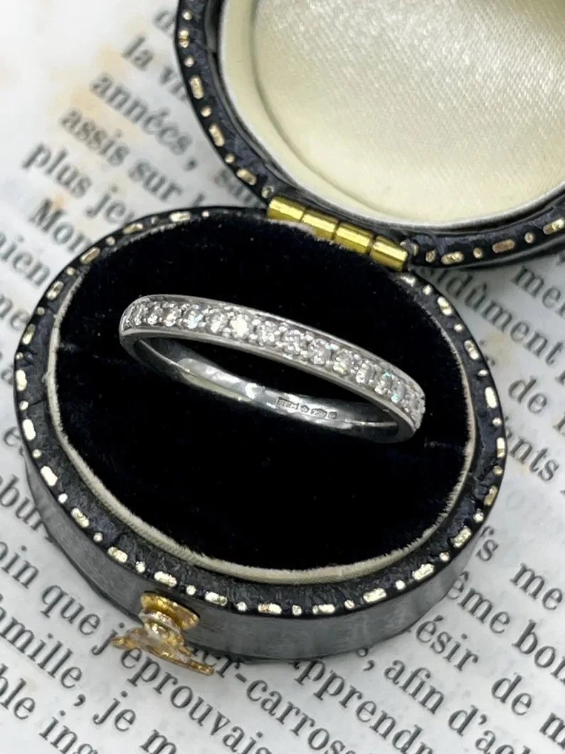 Vintage Platinum Brilliant Cut Diamond Half Eternity Band Ring, Circa 2000s